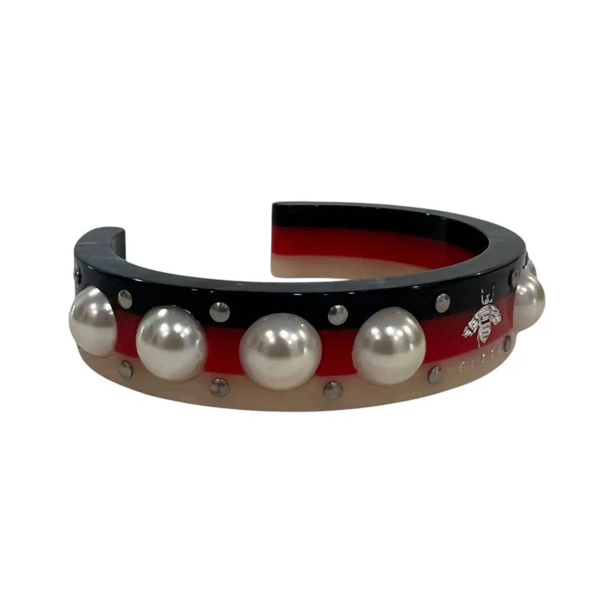 Gucci Bee & Pearl Resin Cuff Bracelet