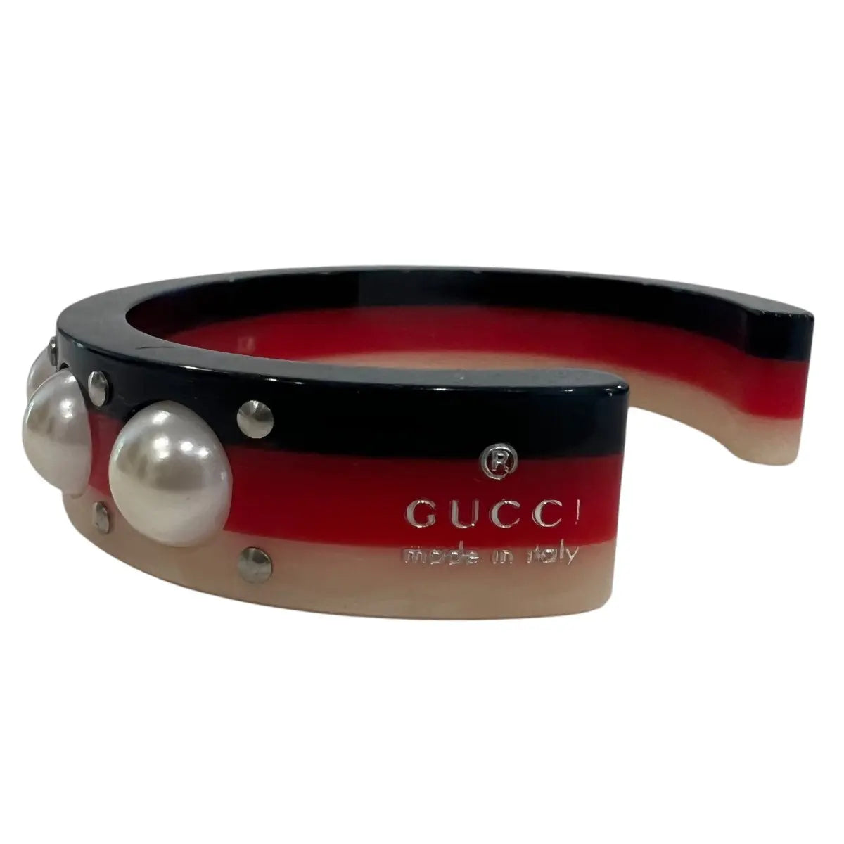 Gucci Bee & Pearl Resin Cuff Bracelet
