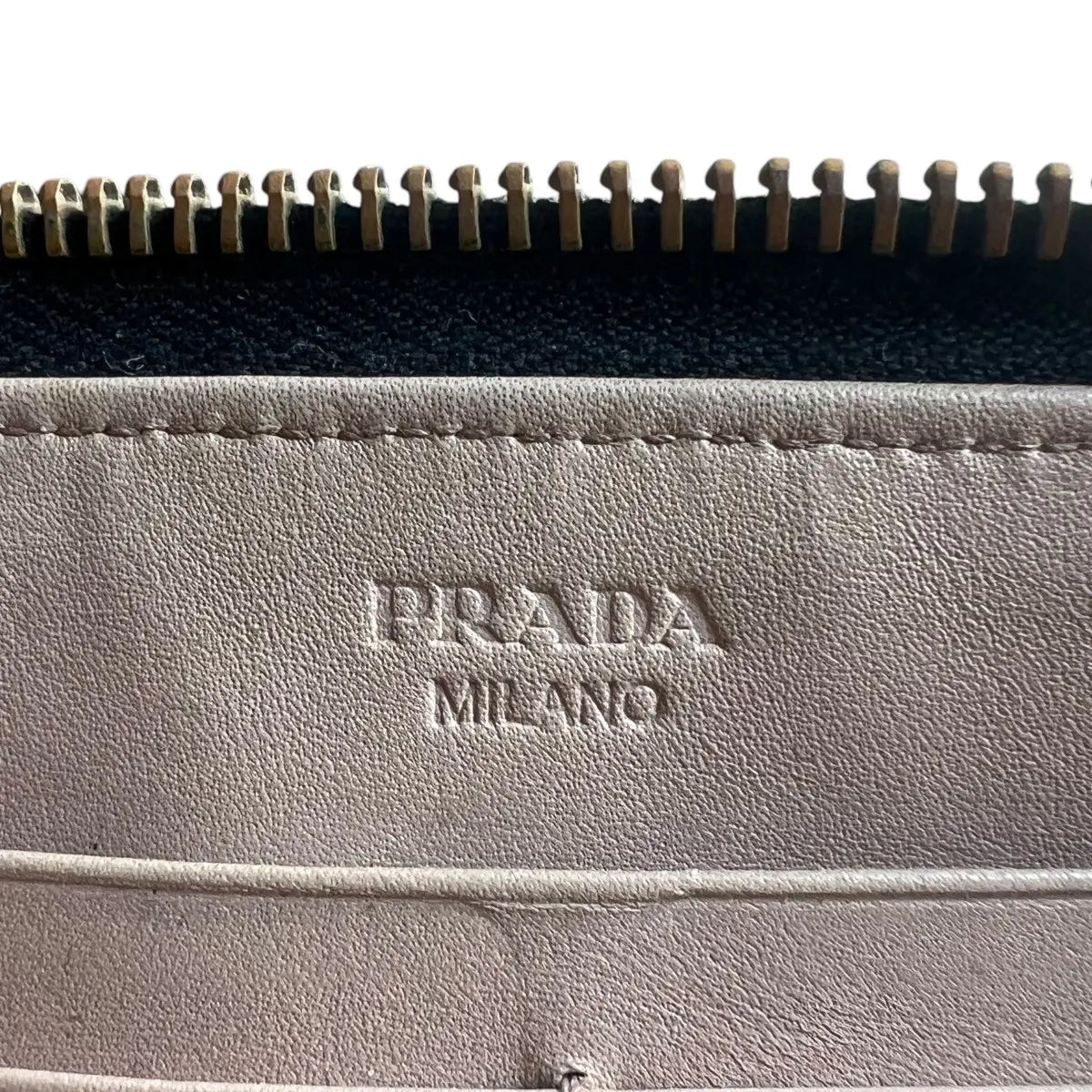 Prada Embossed Leather Zip Around Wallet