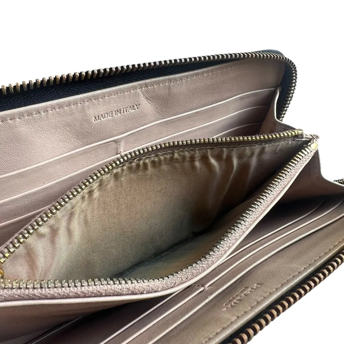 Prada Embossed Leather Zip Around Wallet