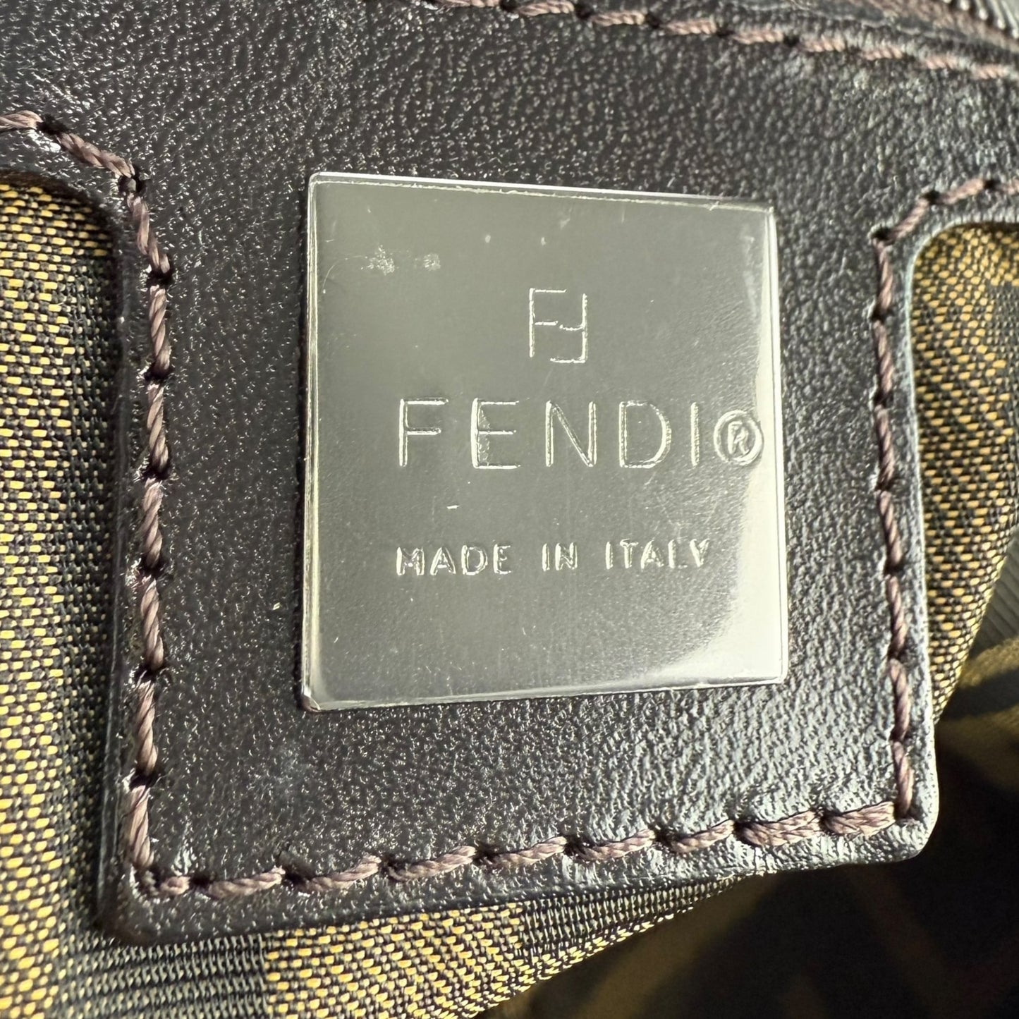 Fendi Zucca Falcon Mamma Baguette Shoulder Bag