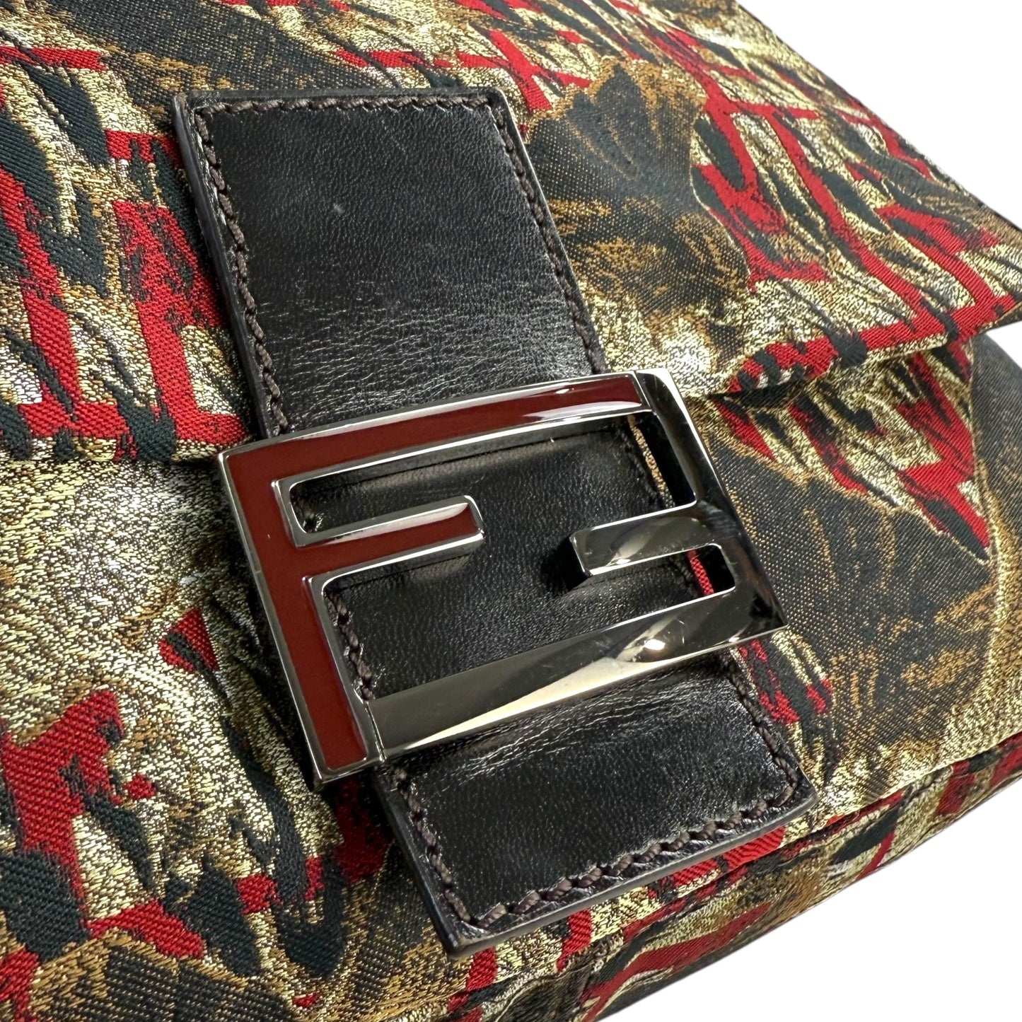 Fendi Zucca Falcon Mamma Baguette Shoulder Bag