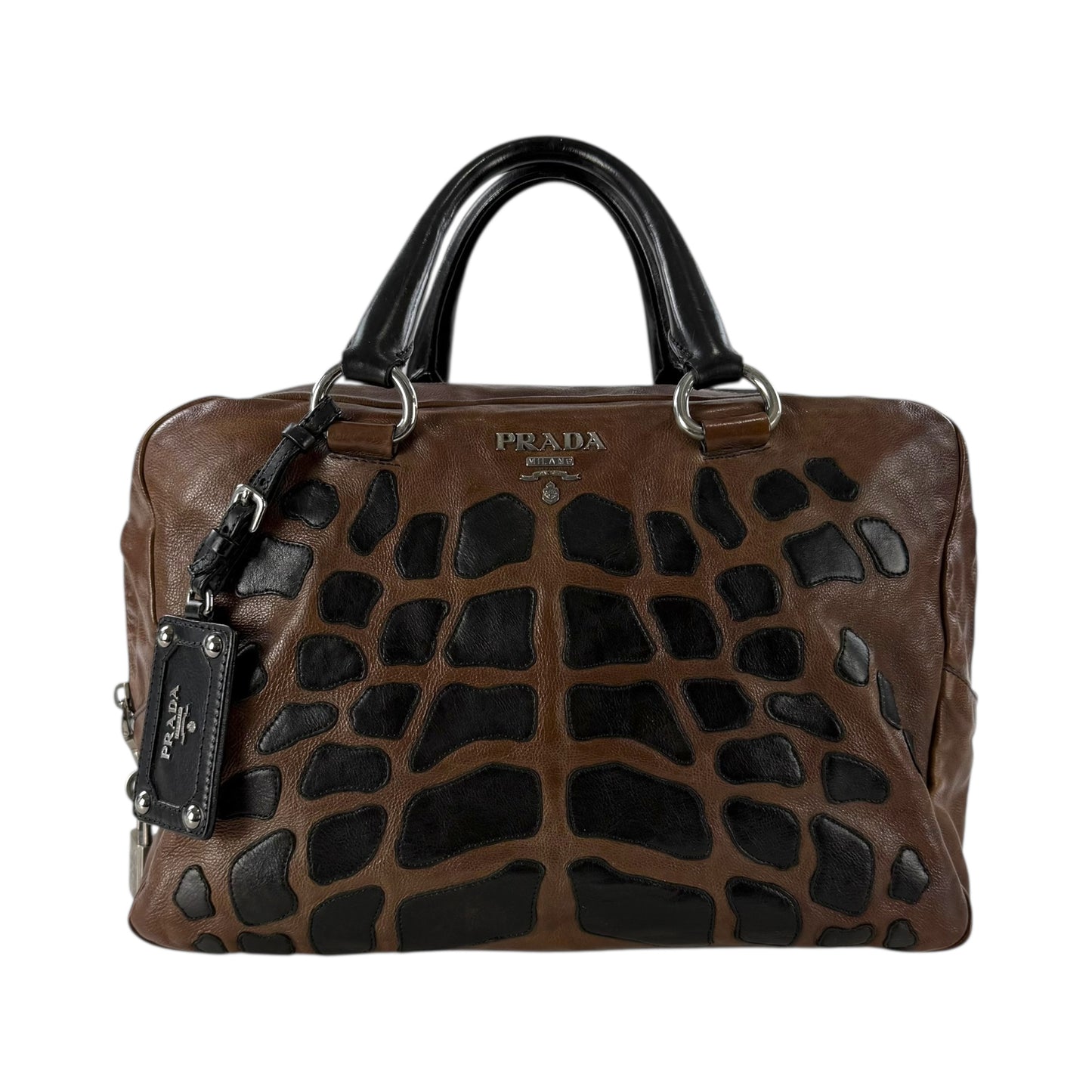 Prada Glace Calf Leather Boston Bag