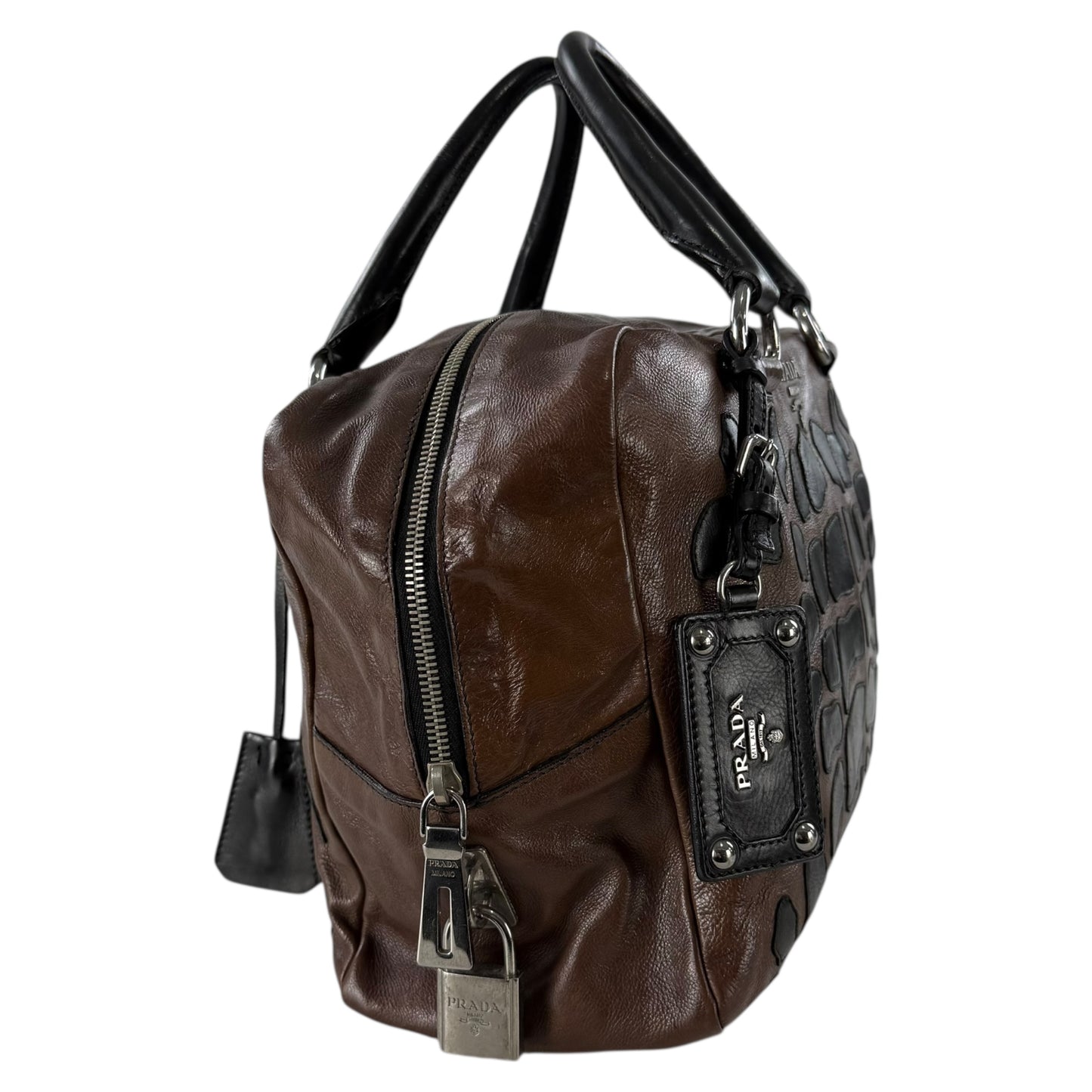 Prada Glace Calf Leather Boston Bag