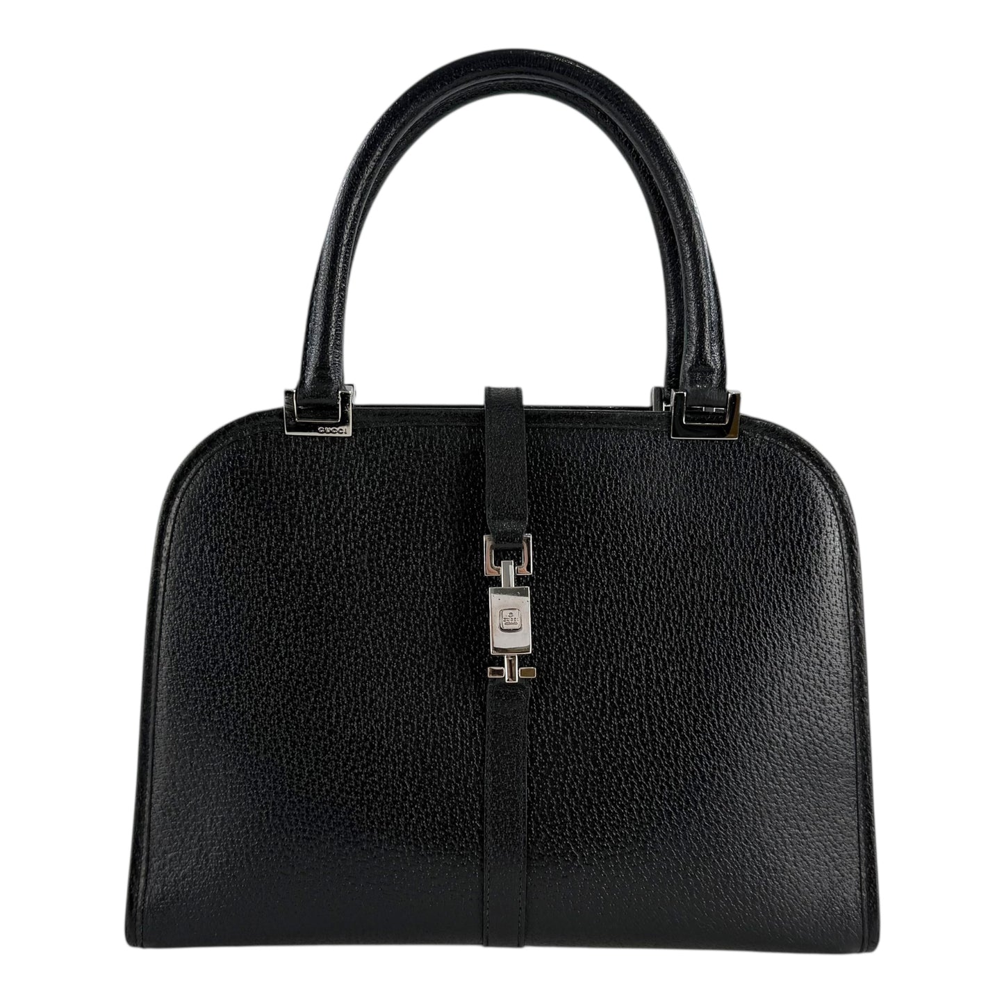 Gucci Jackie Piston Lock Leather Top Handle Handbag
