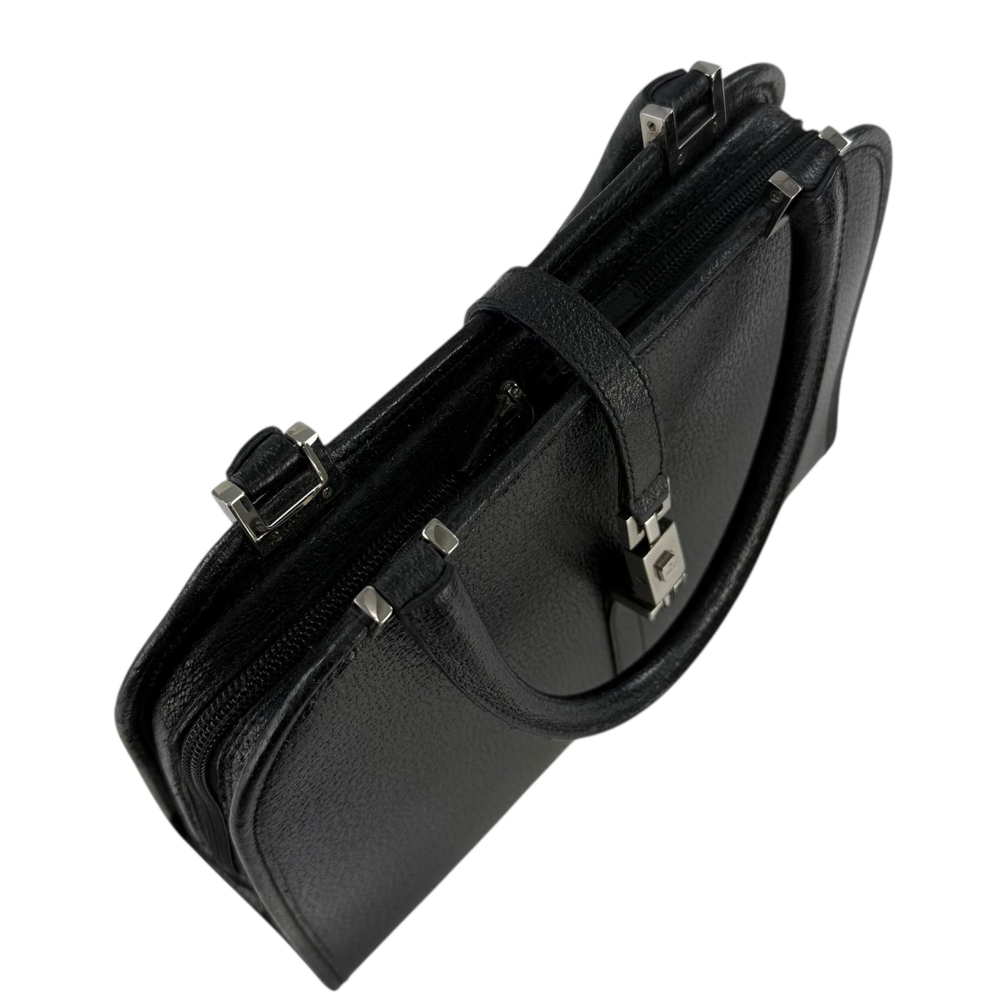 Gucci Jackie Piston Lock Leather Top Handle Handbag