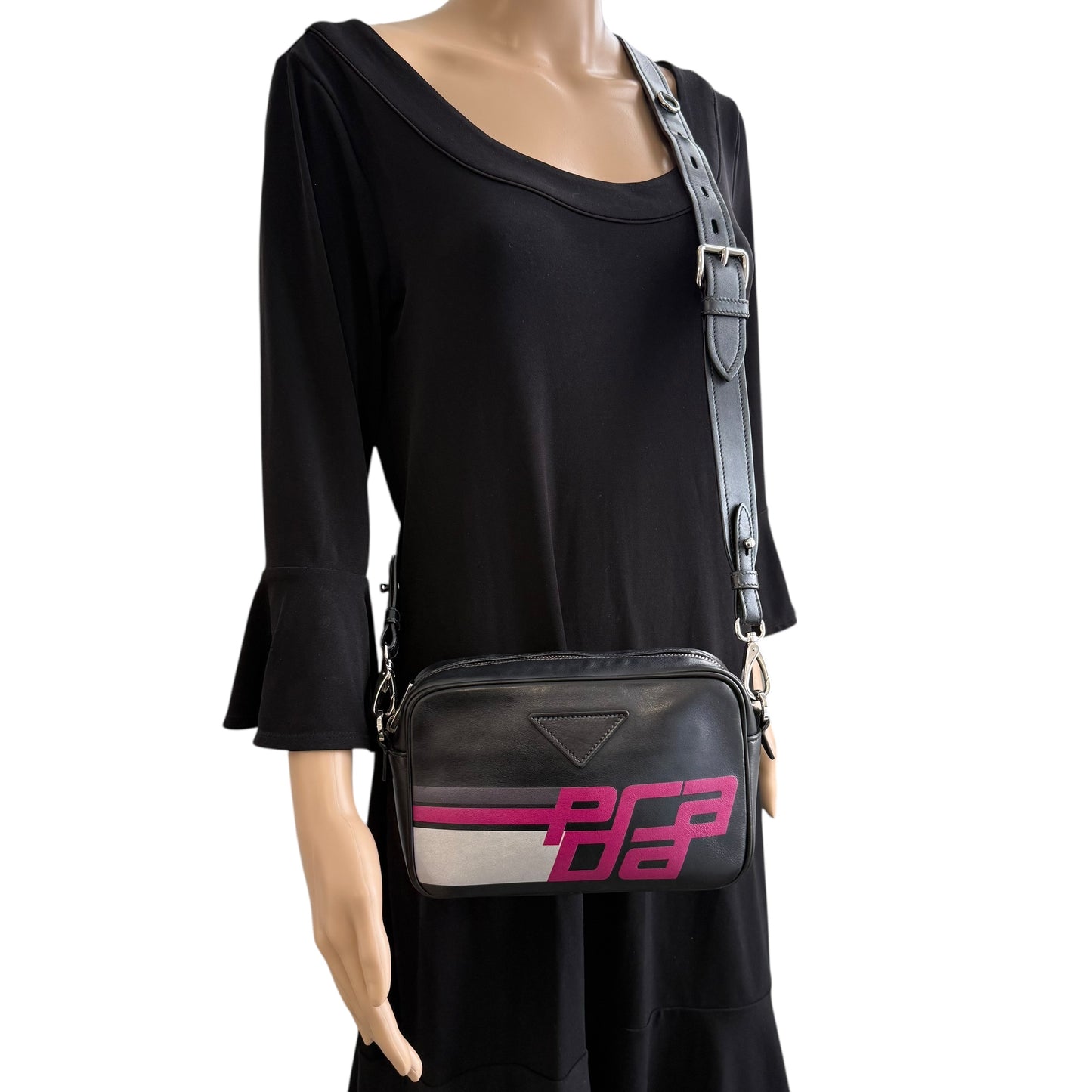 Prada Racing Logo Leather Crossbody Shoulder Bag