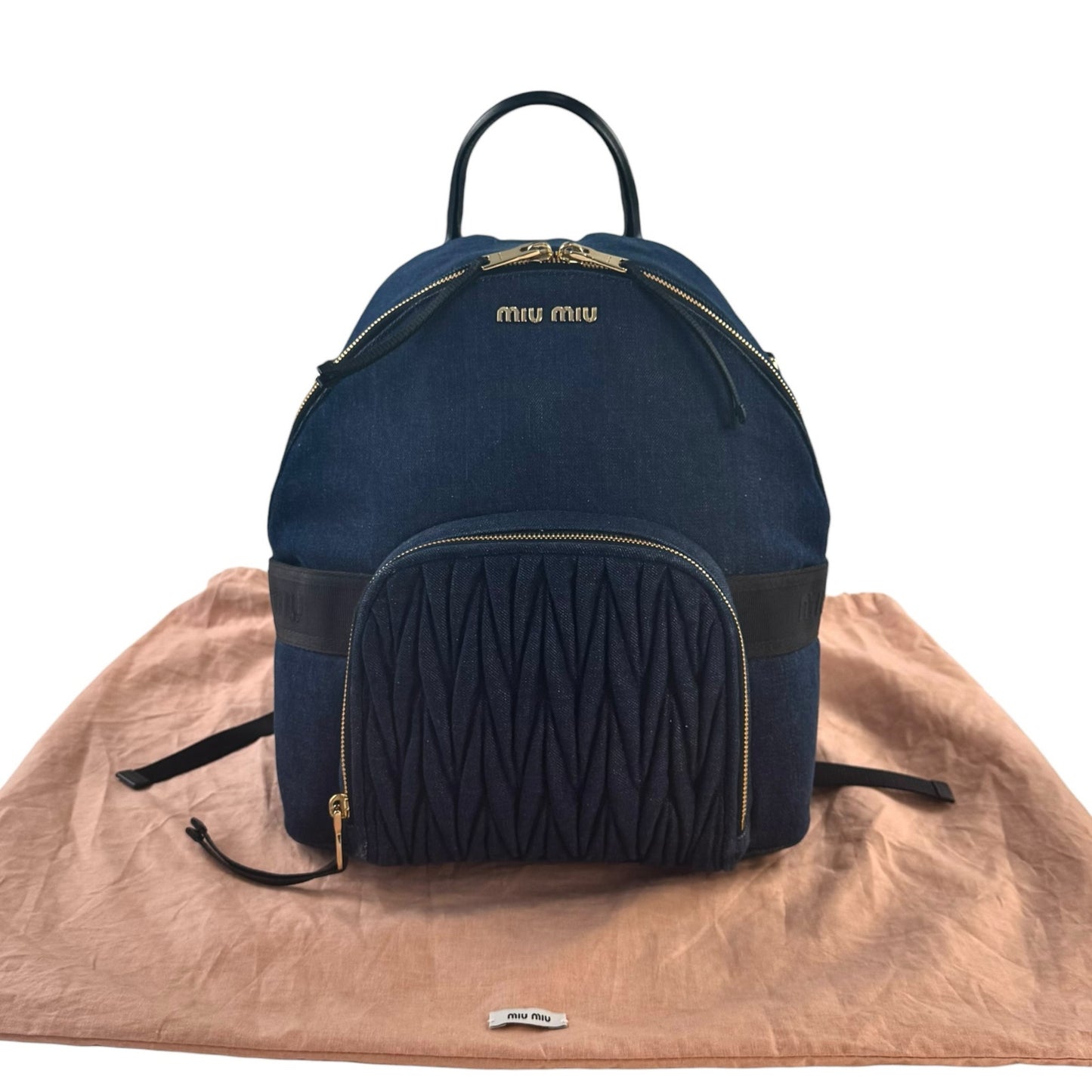 Miu Miu Denim Matelasse Backpack