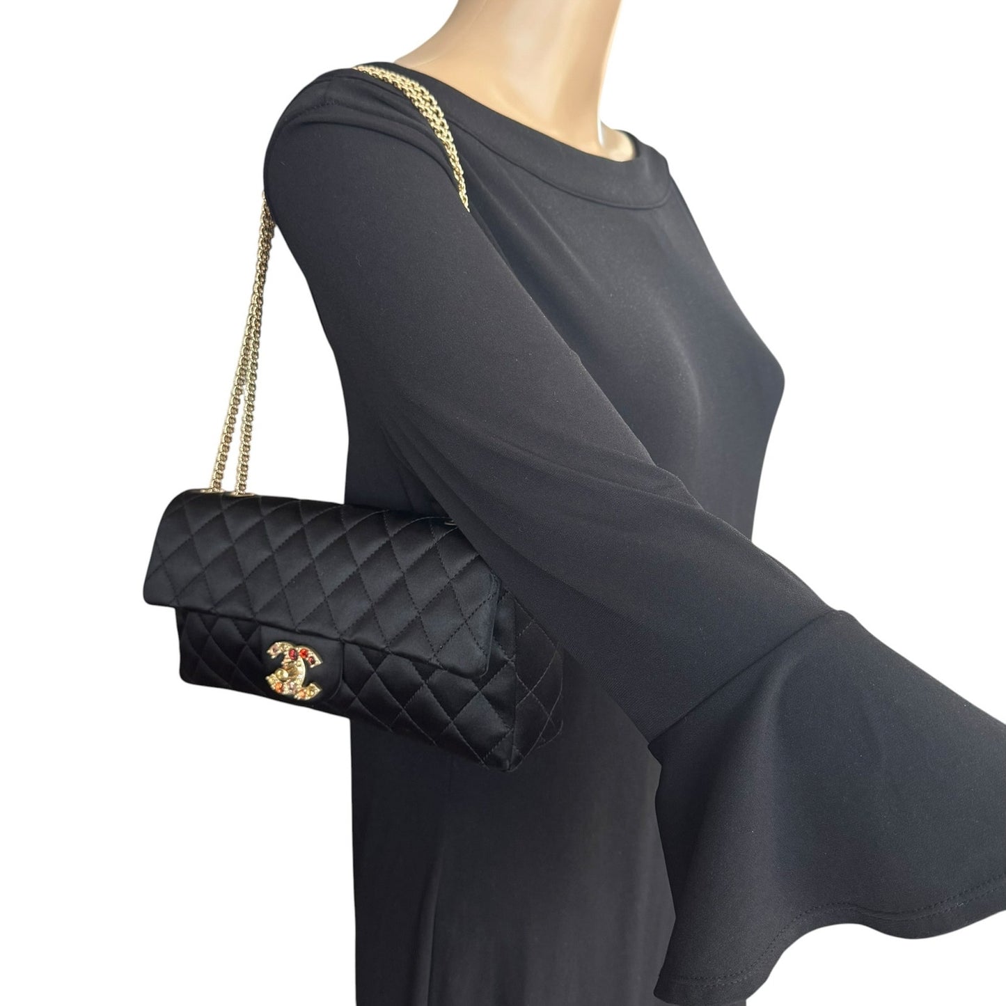 Chanel CC Jeweled Matelassé East West Flap Bag