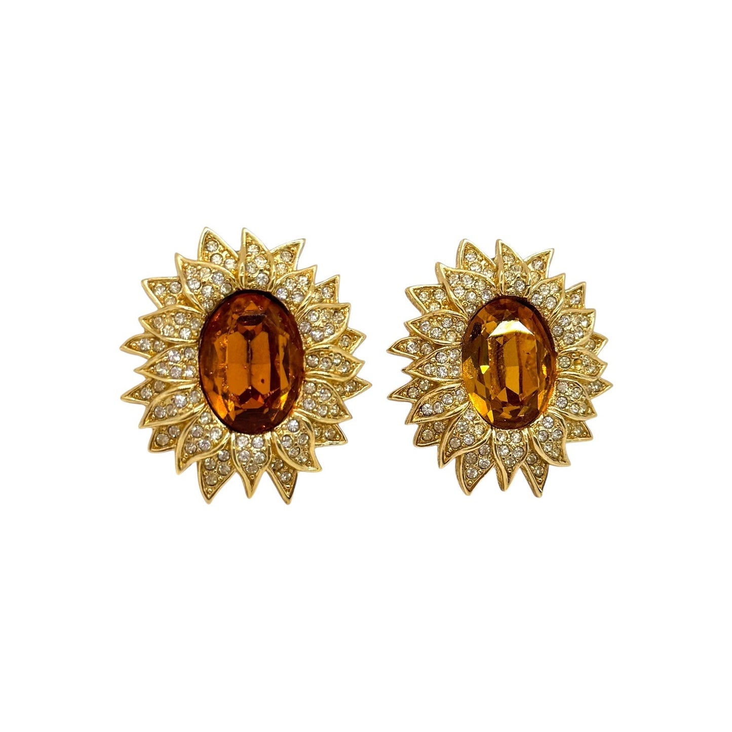 Dior Vintage Sunflower Stone Earrings