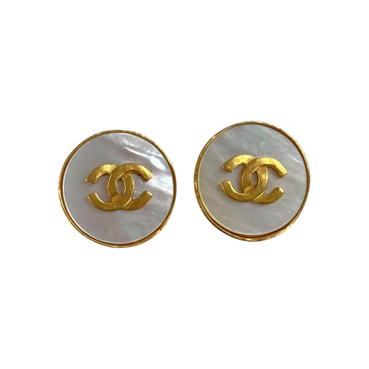 Chanel Vintage CC Mother of Pearl Earrings