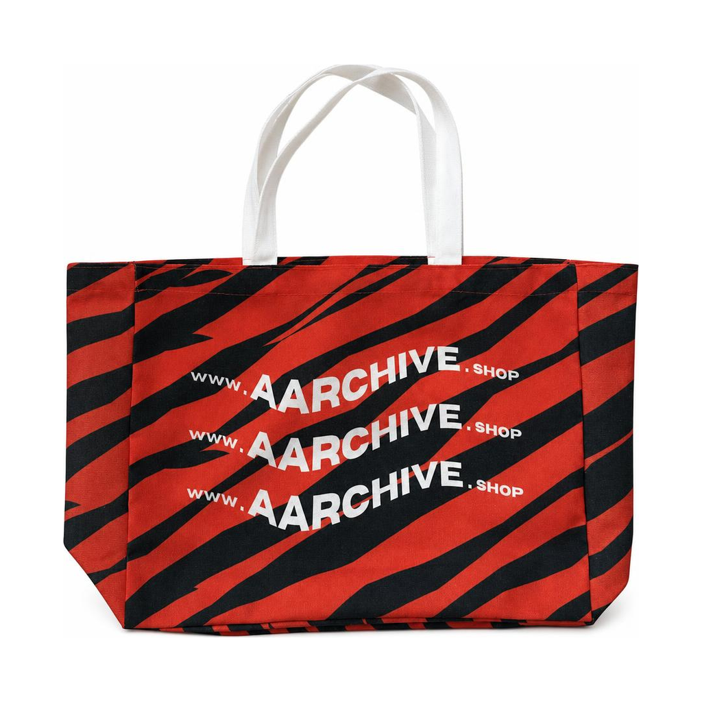AARCHIVE striped tote 49701 with red and black stripes and white handles