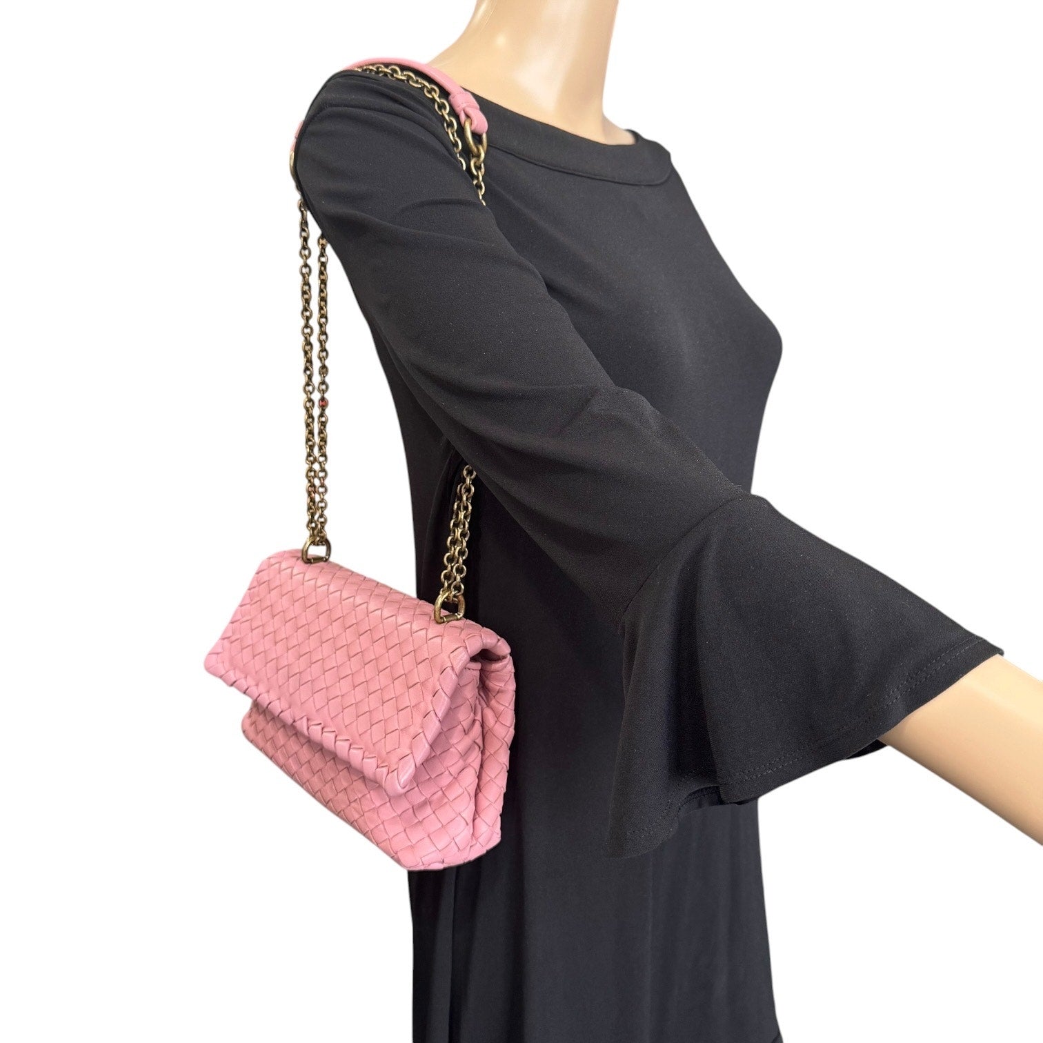 Bottega Veneta Pink Intrecciato Leather Olimpia Crossbody Bag