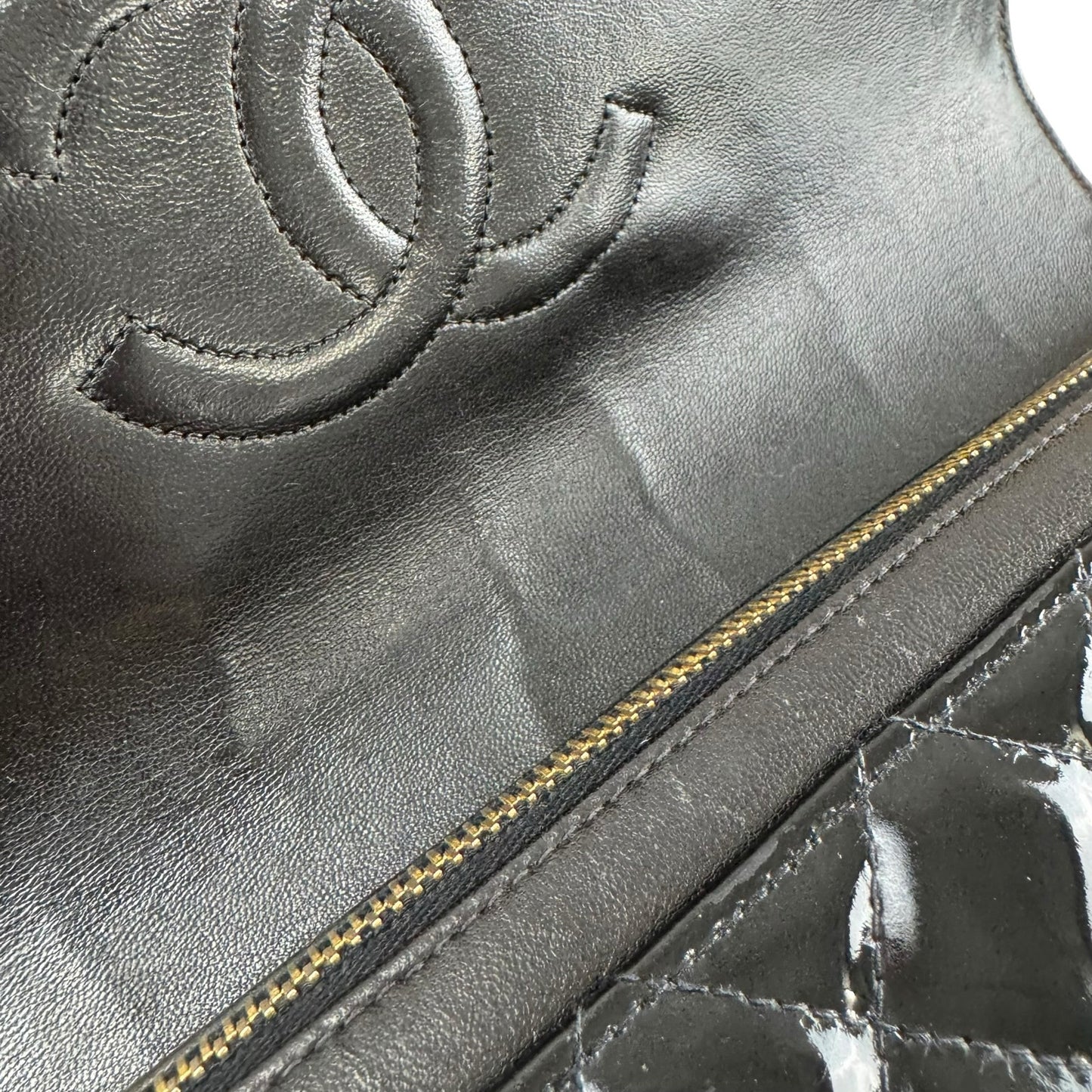 Chanel Vintage Patent Leather Matelasse Chain Backpack