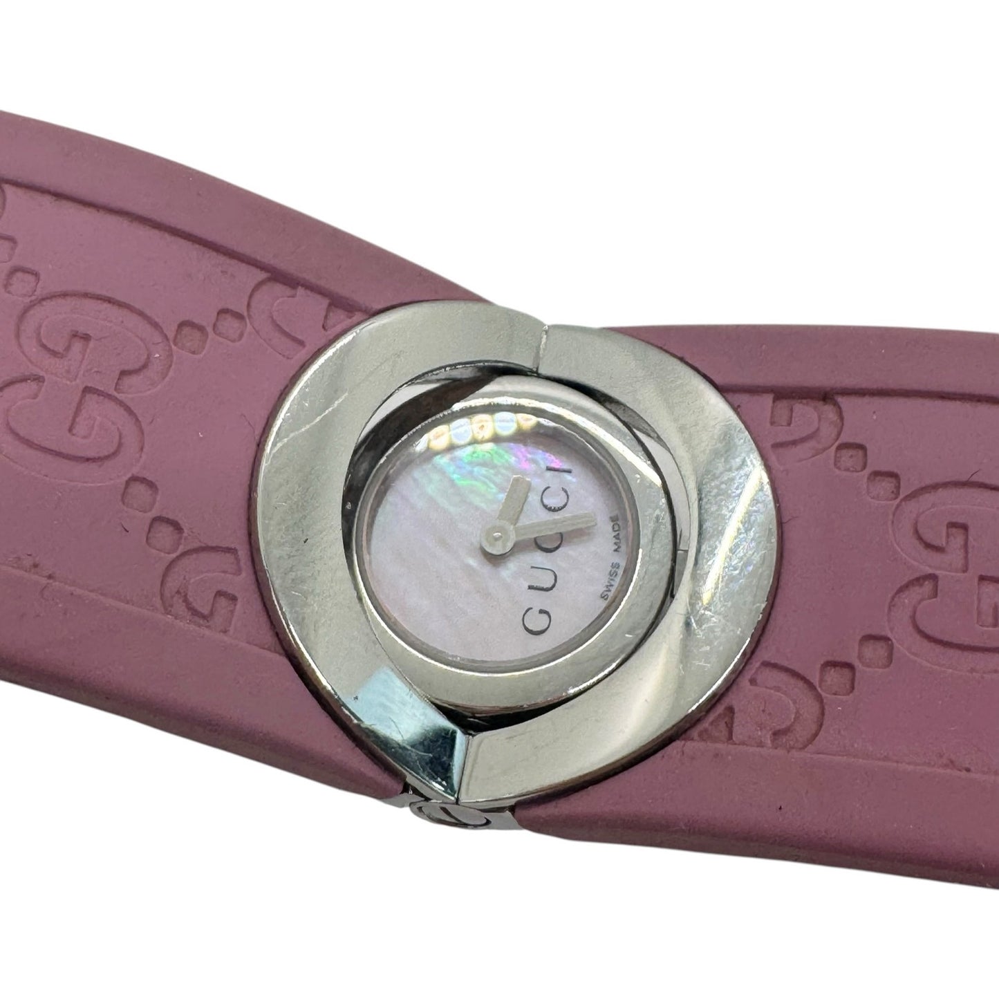 Gucci GG Twirl Pink Rubber Bangle Watch