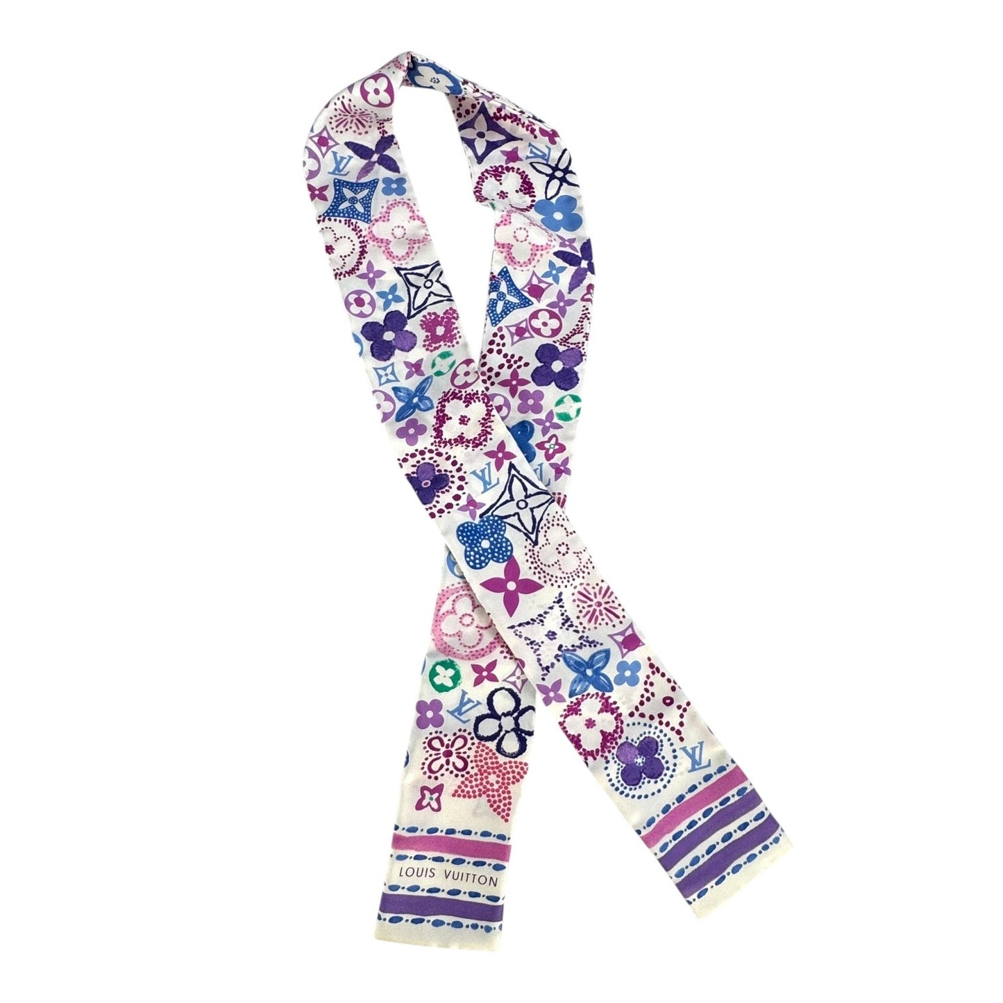 Louis Vuitton Purple & Pink Silk Twilly