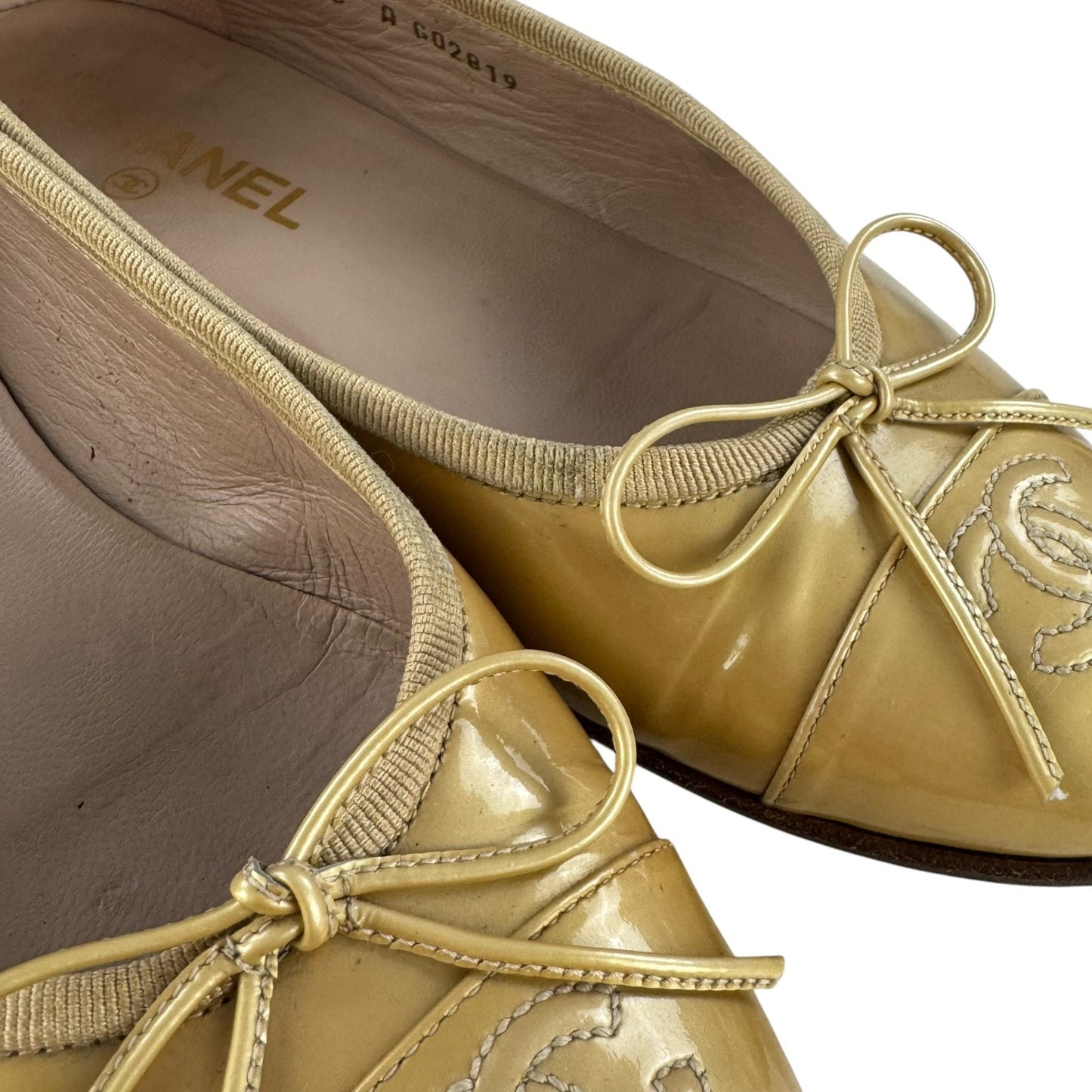 Chanel CC Patent Leather Ballet Flats