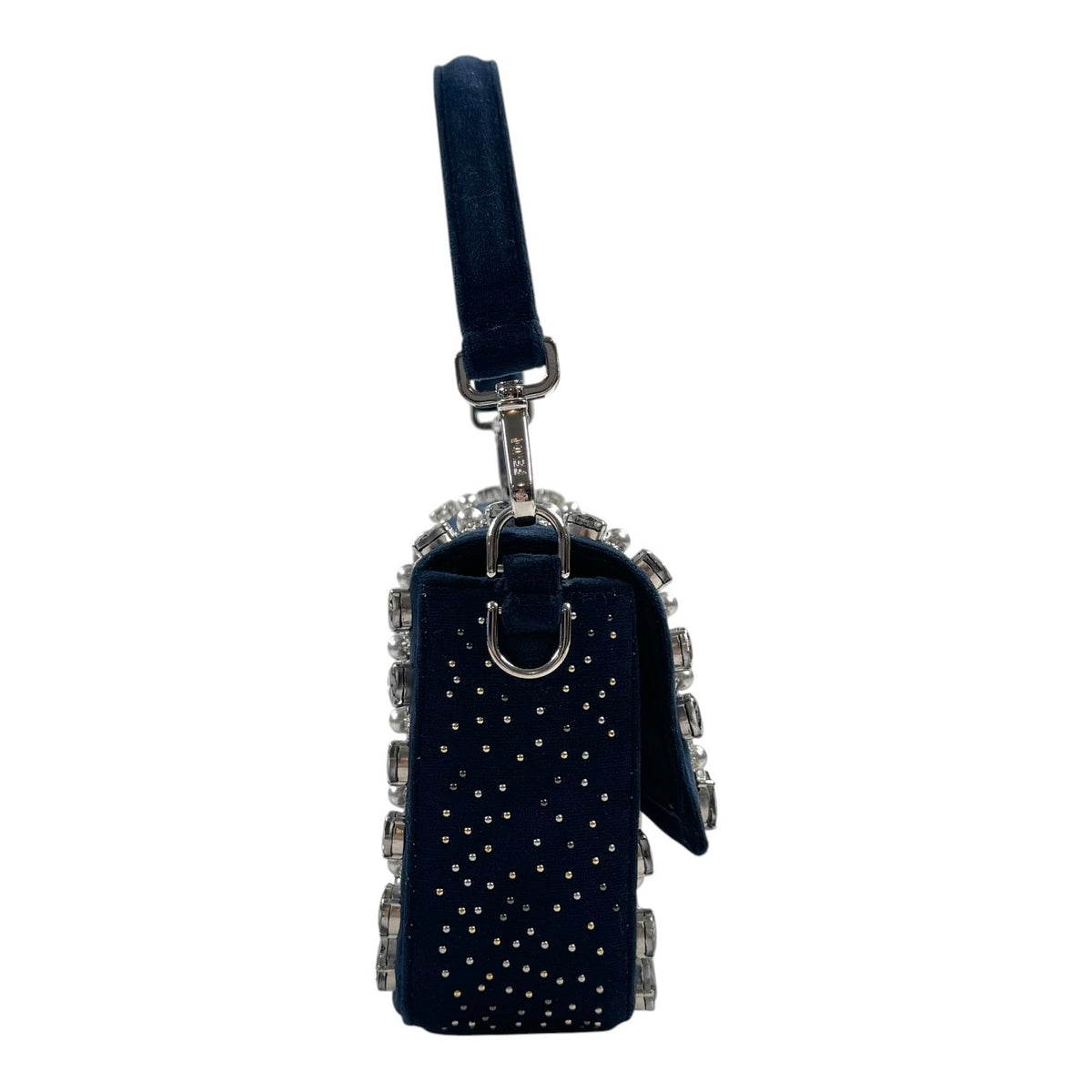 Fendi Midnight Velvet Crystal Embellished Baguette