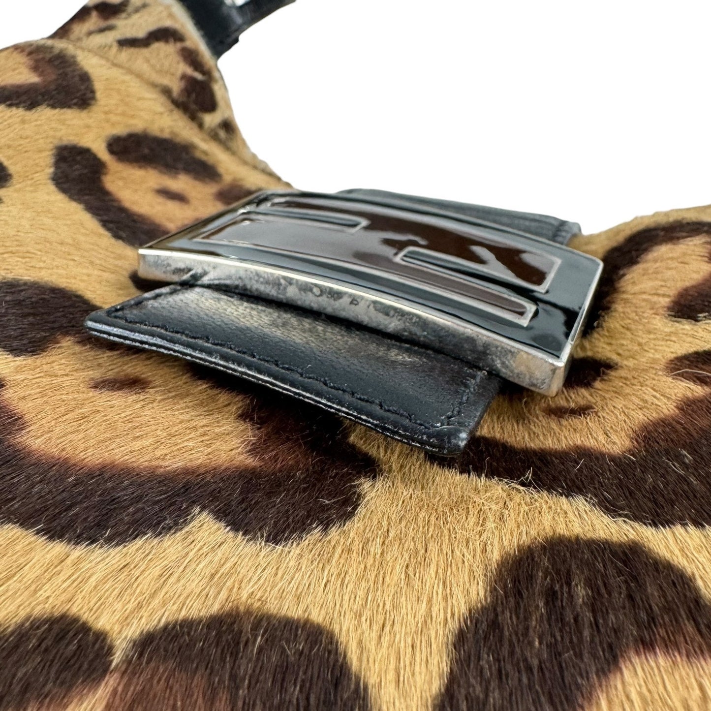 Fendi Vintage Leopard Print Calf Hair Shoulder Bag