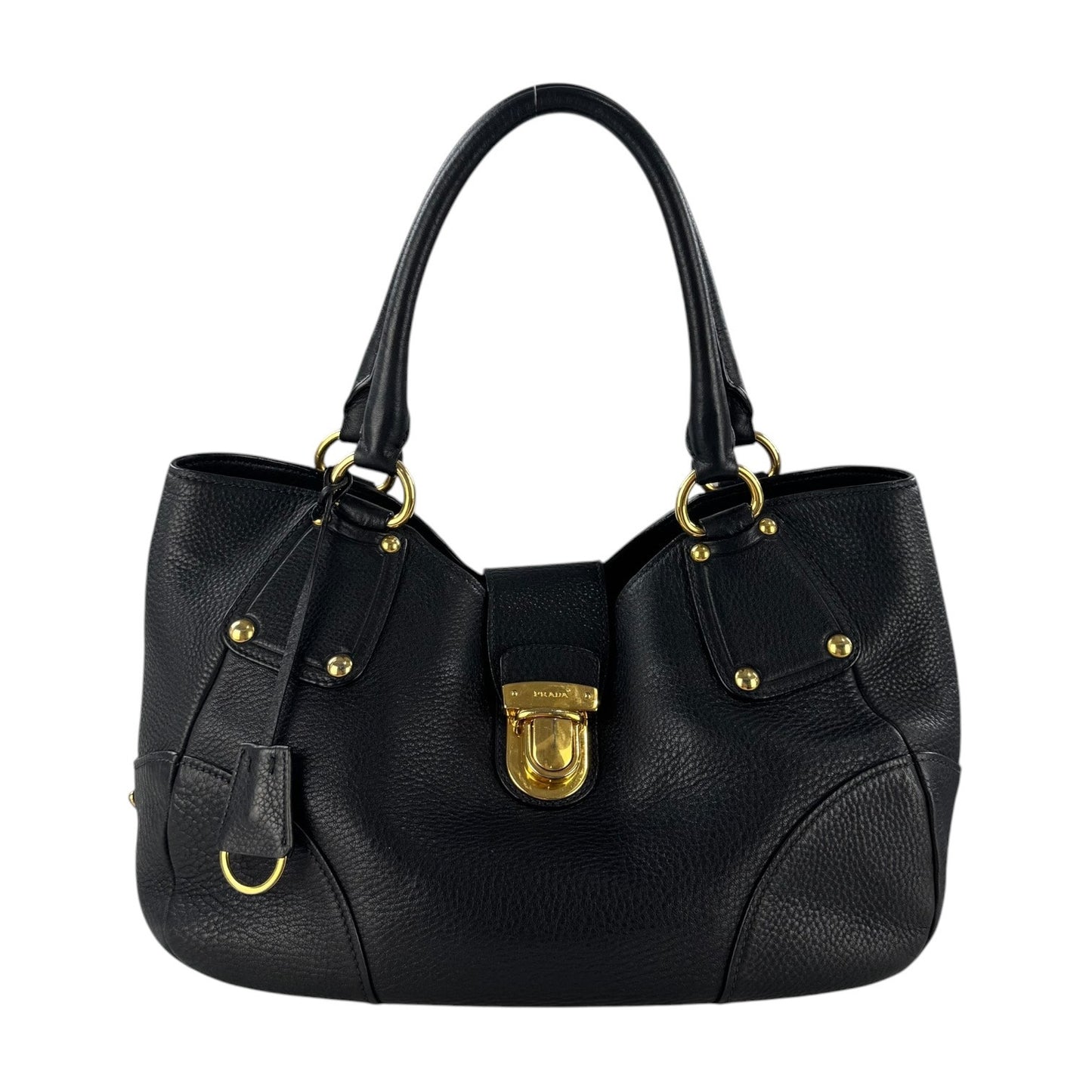 Prada Vitello Daino Pushlock Shoulder Bag