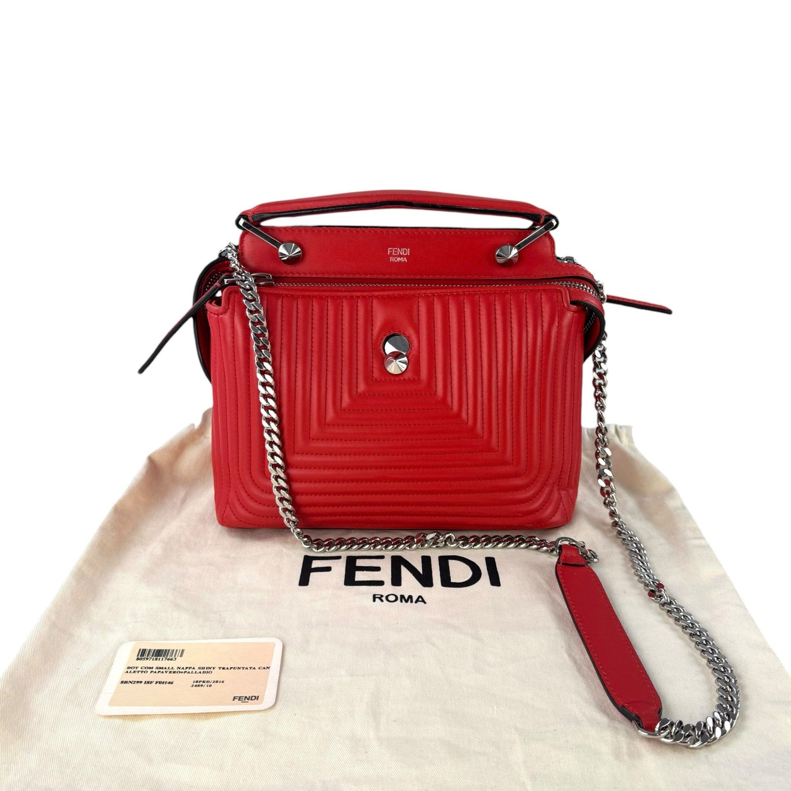 Fendi Dotcom Click Quilted Leather Shoulder Bag