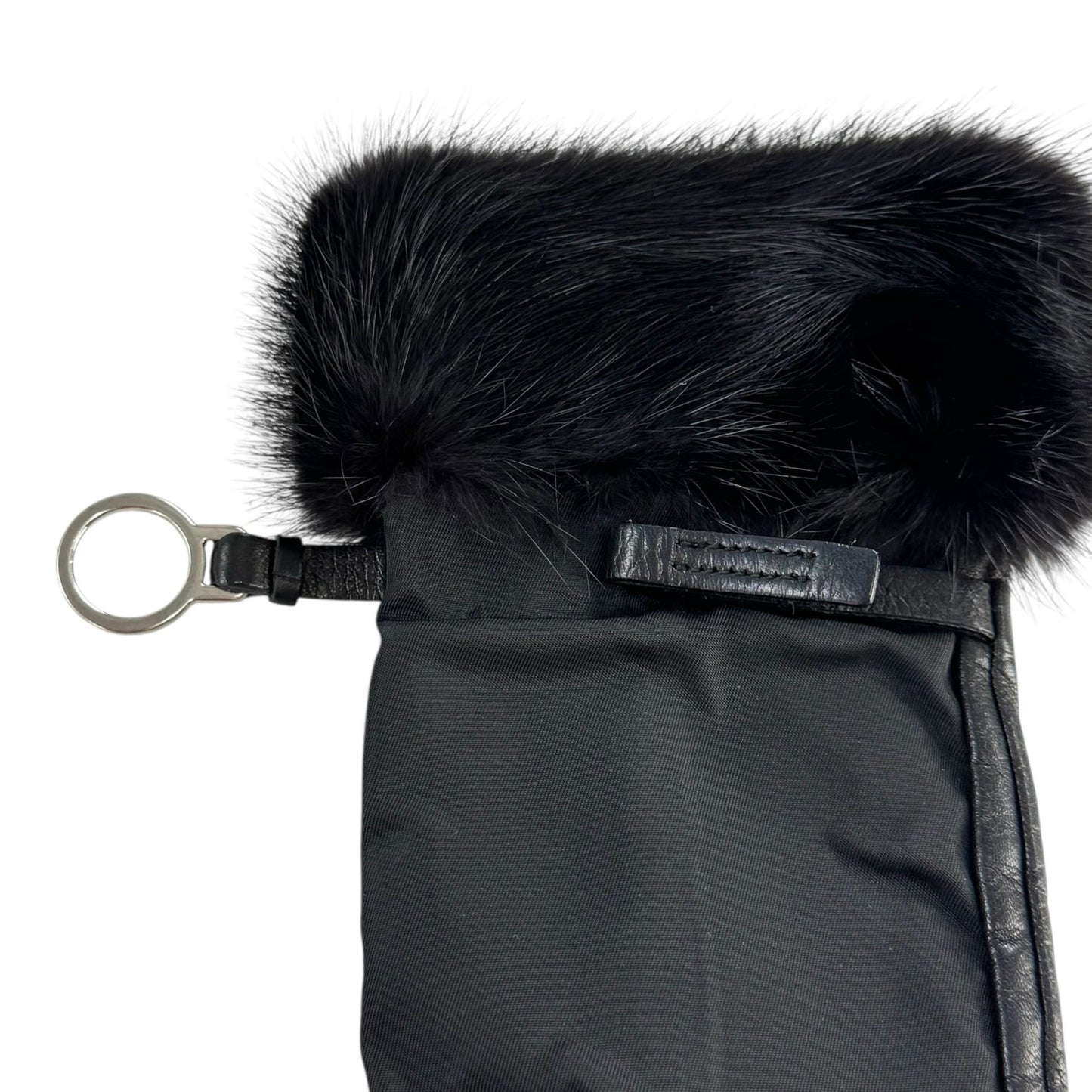 Prada Black Nylon & Mink Fur Gloves