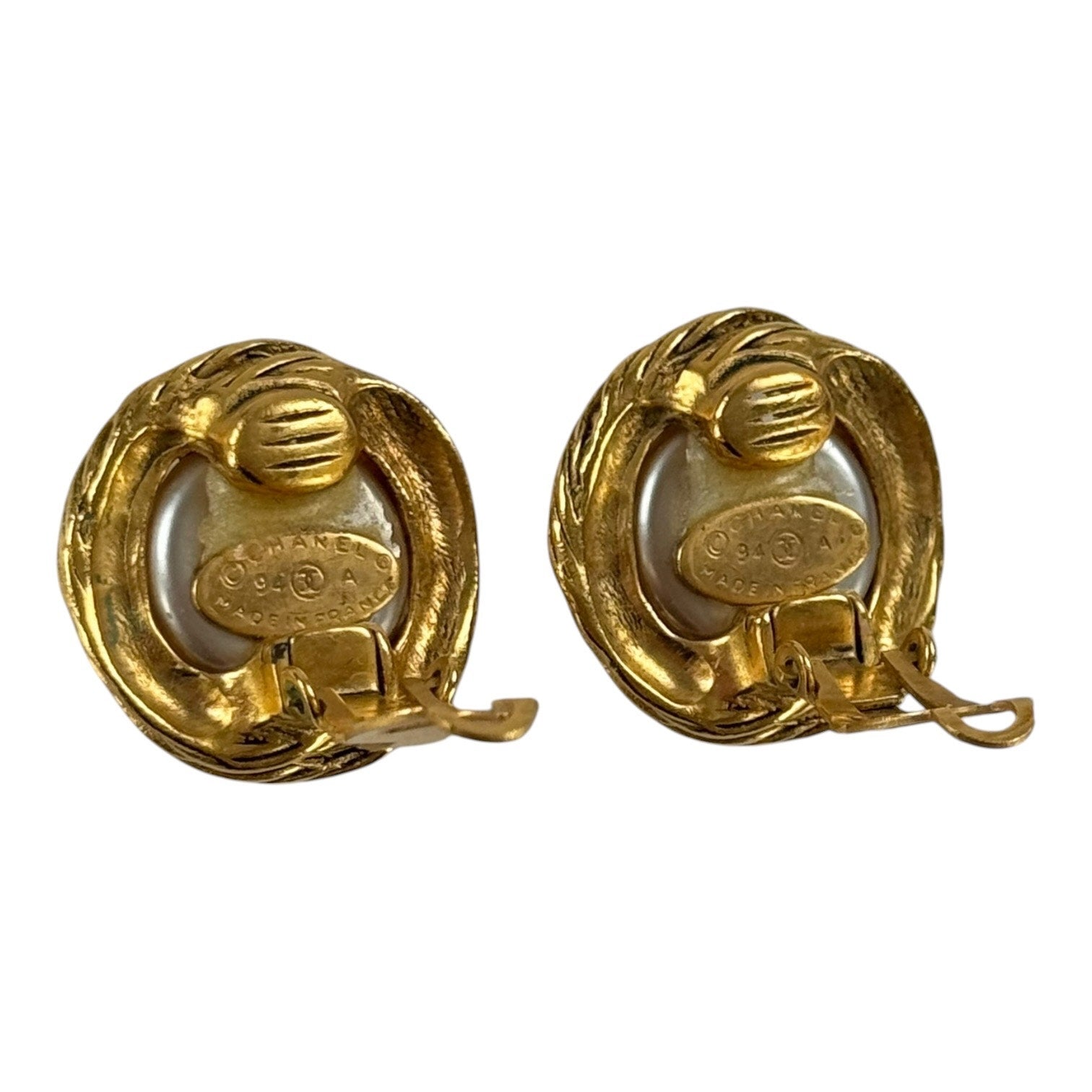 Chanel Vintage CC Faux Pearl Earrings