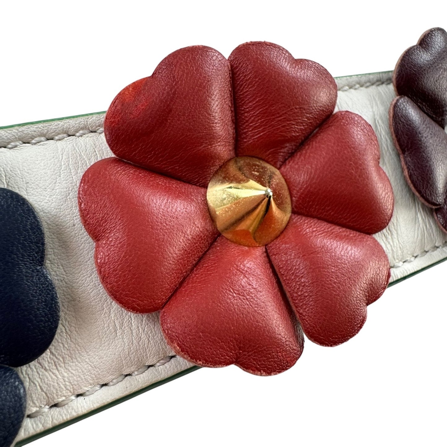 Fendi Studded Flower Leather Strap
