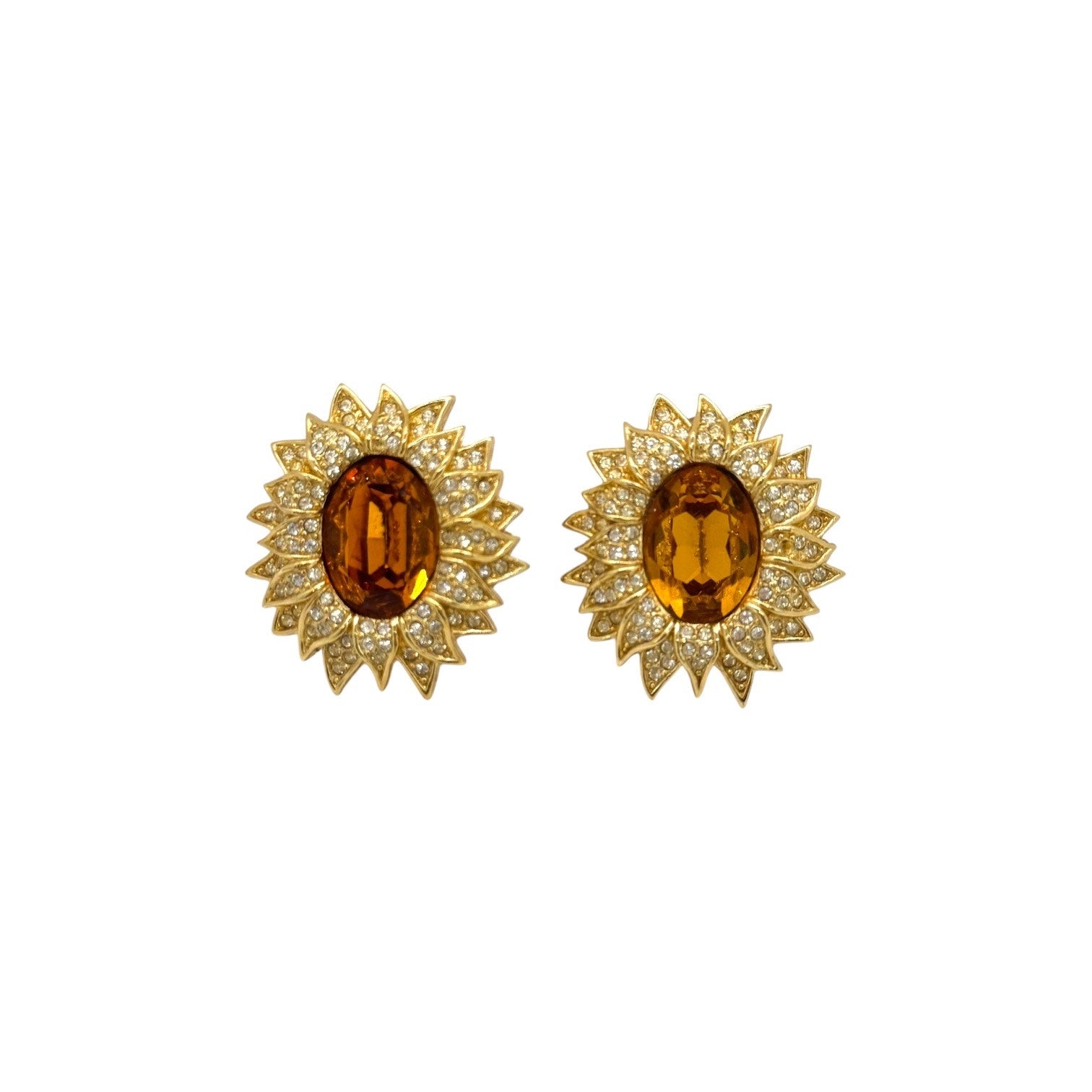 Dior Vintage Sunflower Stone Earrings