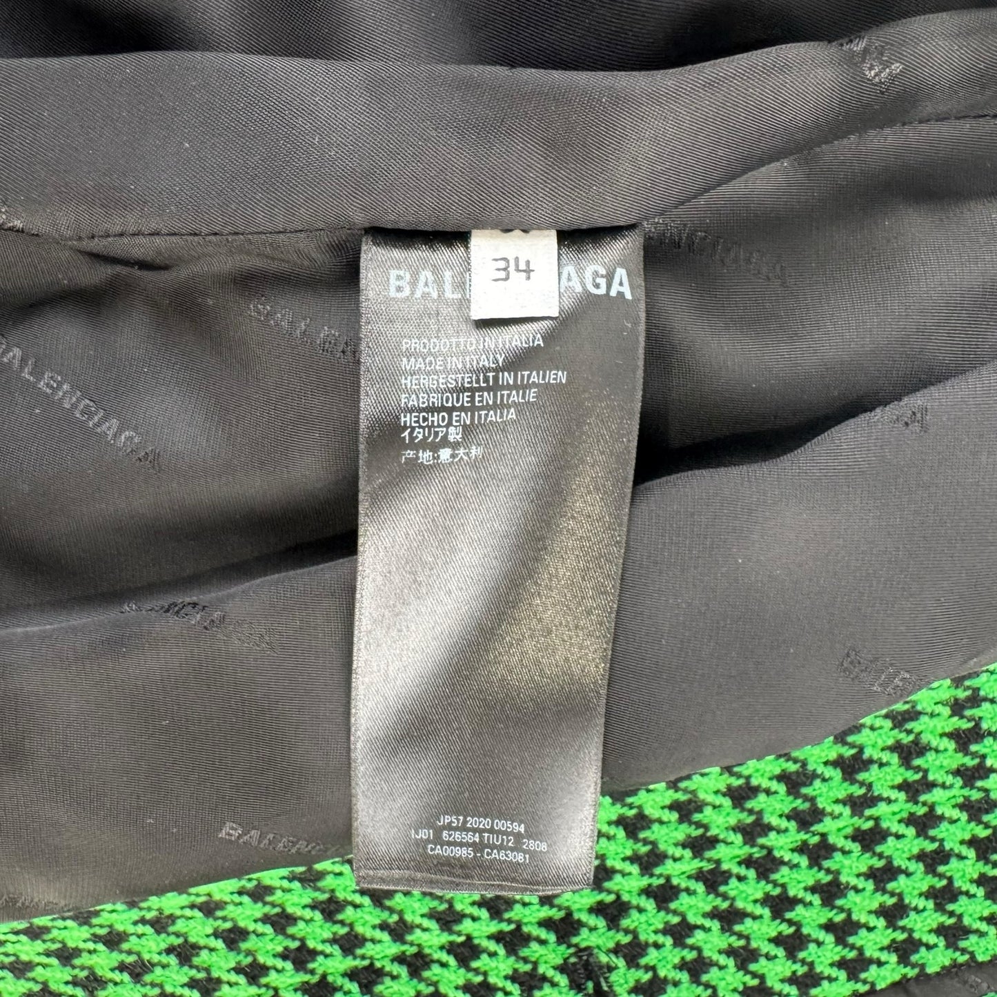 Balenciaga Houndstooth Wool Skirt