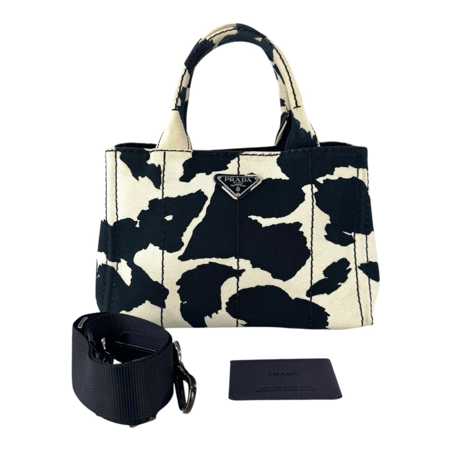 Prada Cow Print Canapa Tote Bag