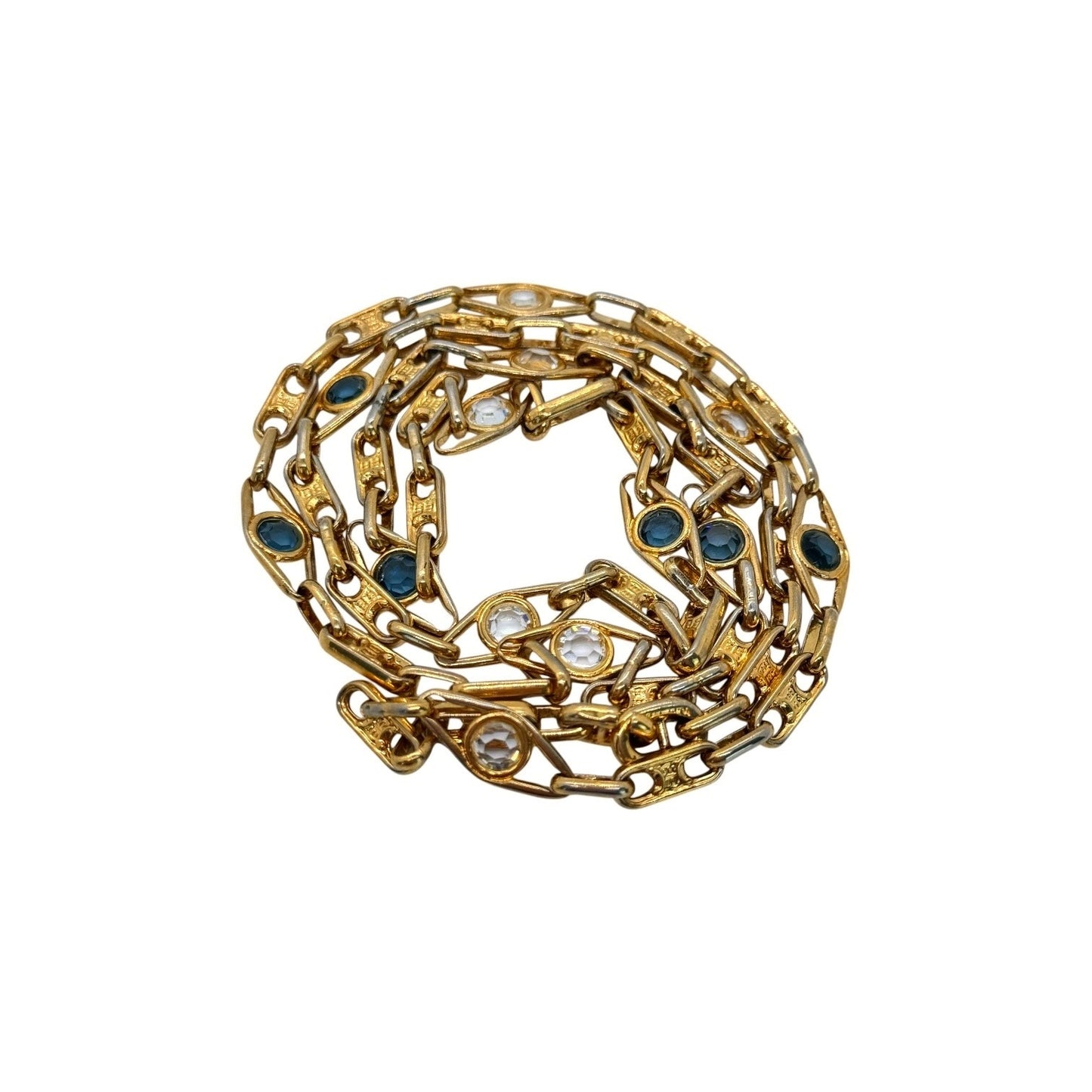 Celine Vintage Crystal Triomphe Link Necklace