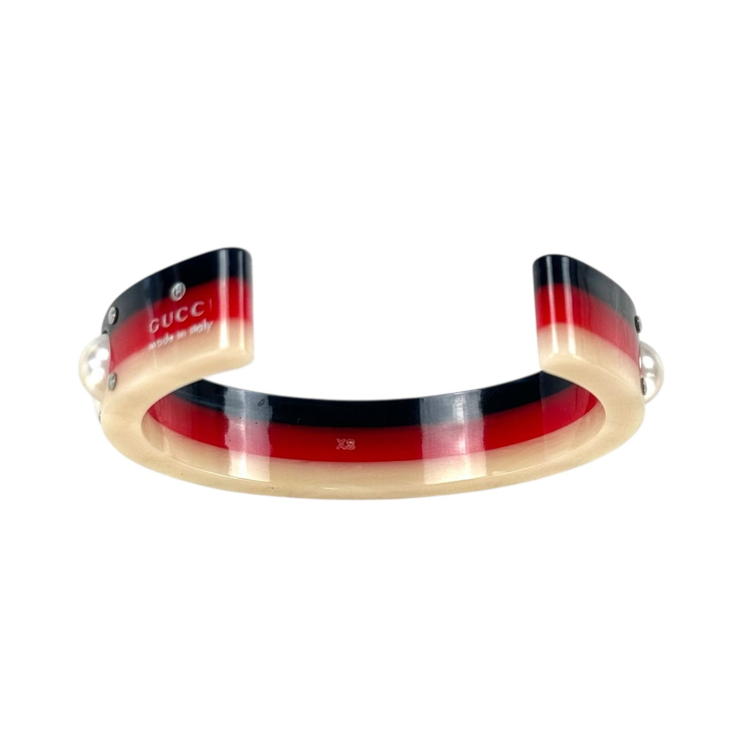 Gucci Bee & Faux Pearl Resin Cuff Bracelet