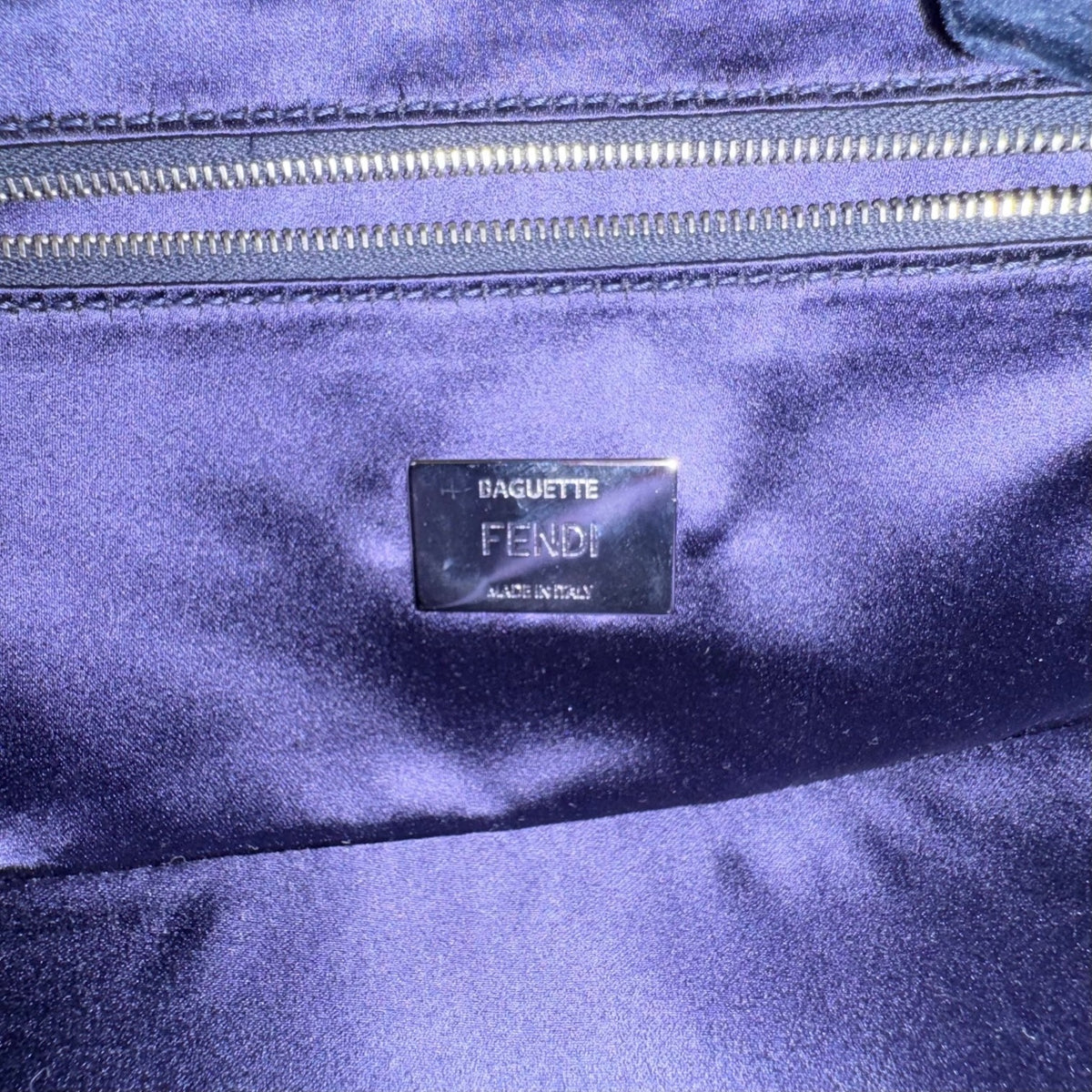 Fendi Midnight Velvet Crystal Embellished Baguette