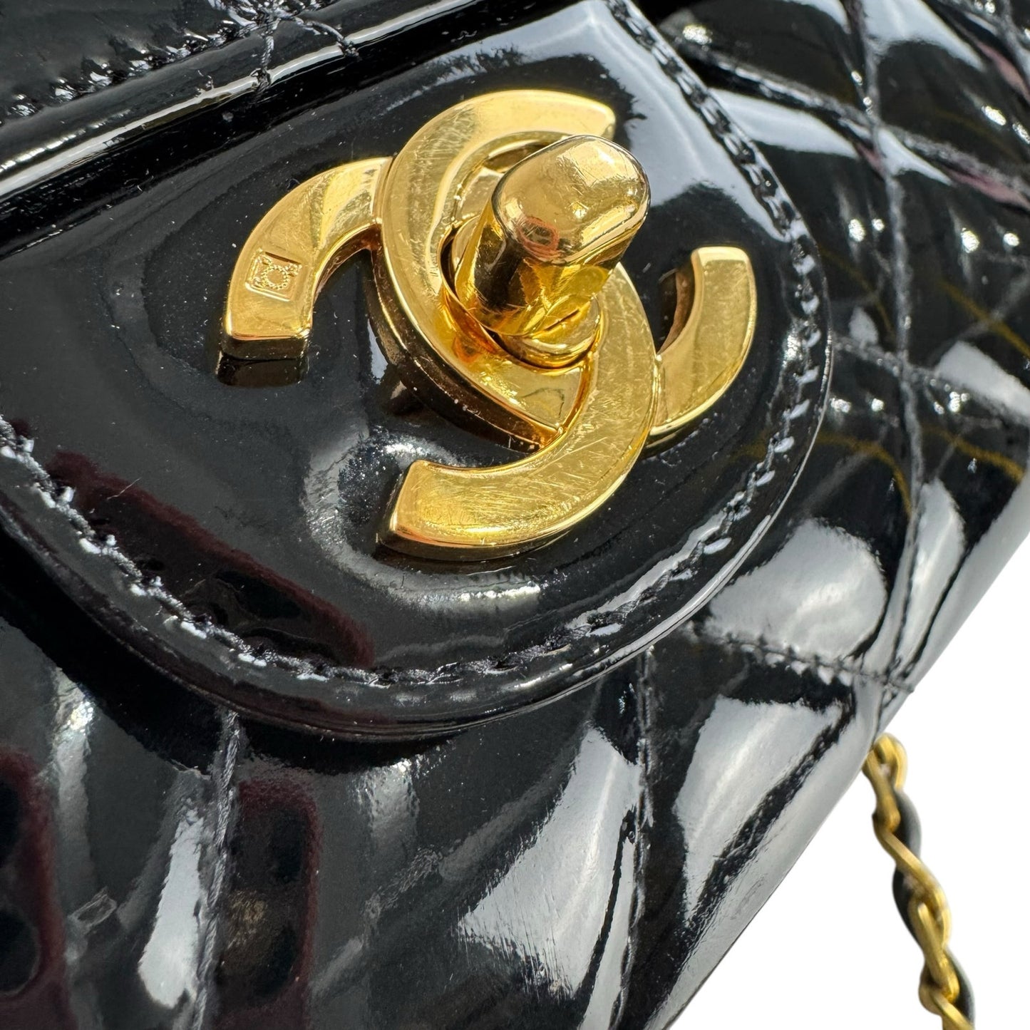 Chanel Vintage Patent Leather Matelasse Chain Backpack