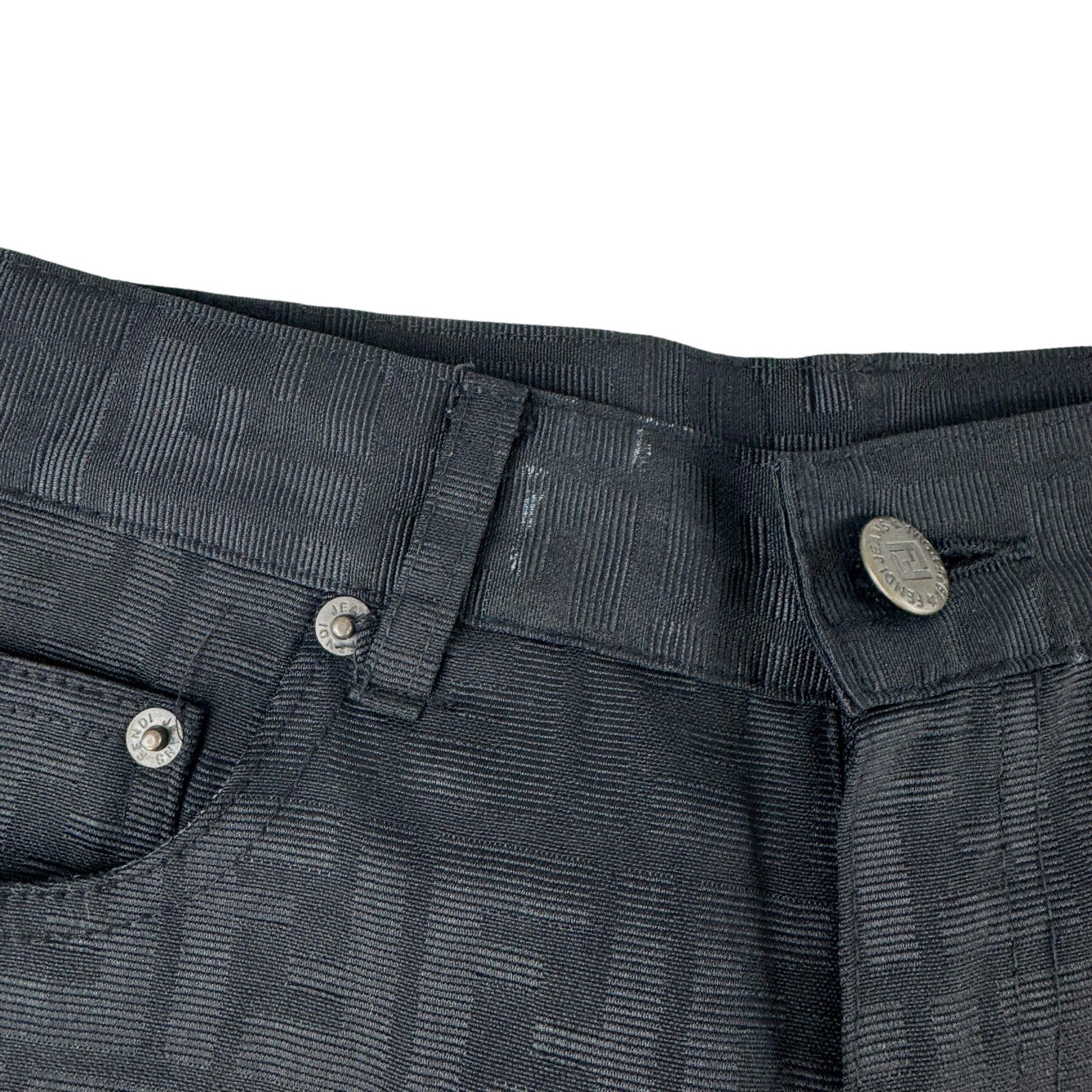 Fendi Vintage Cropped Black Zucca Print Pant