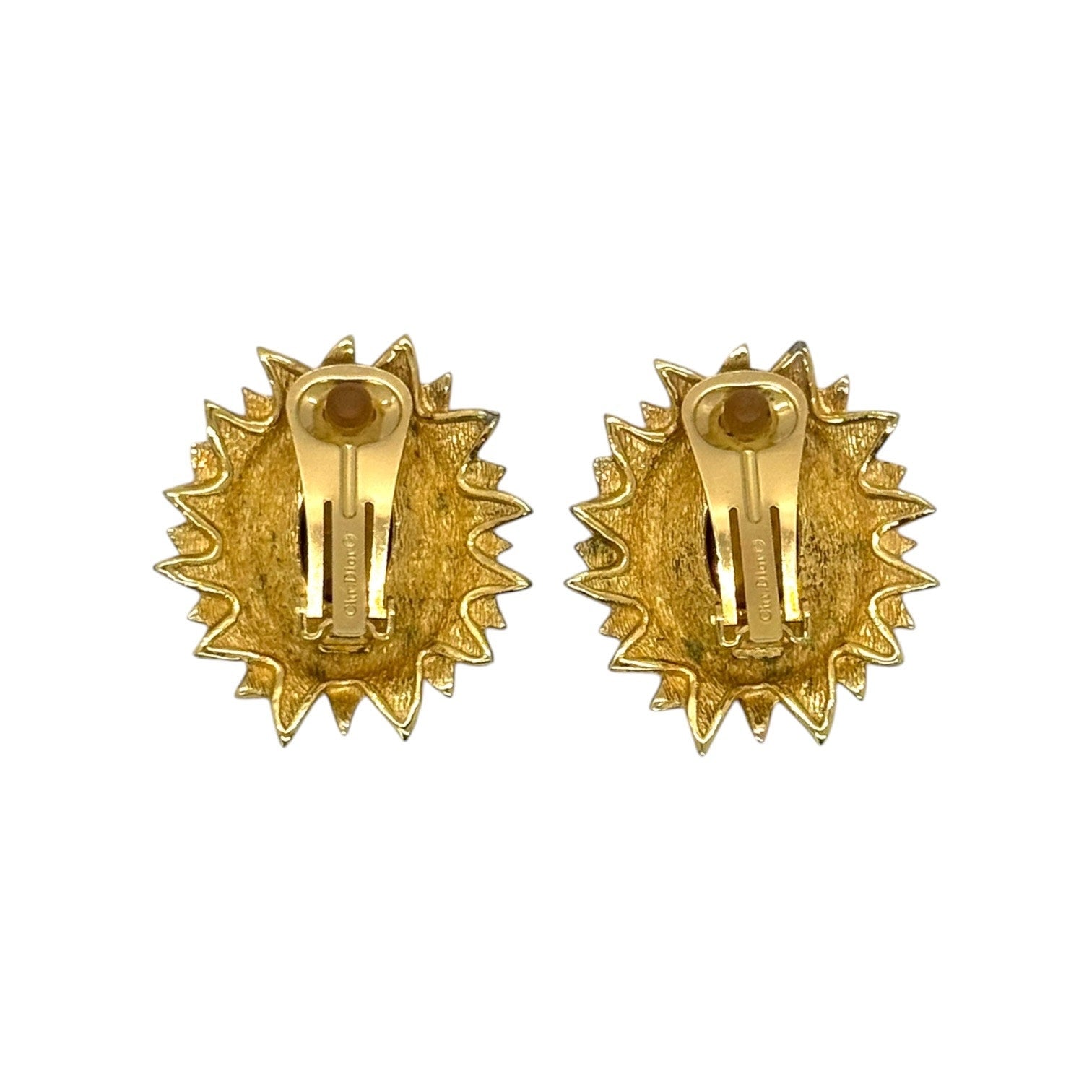 Dior Vintage Sunflower Stone Earrings