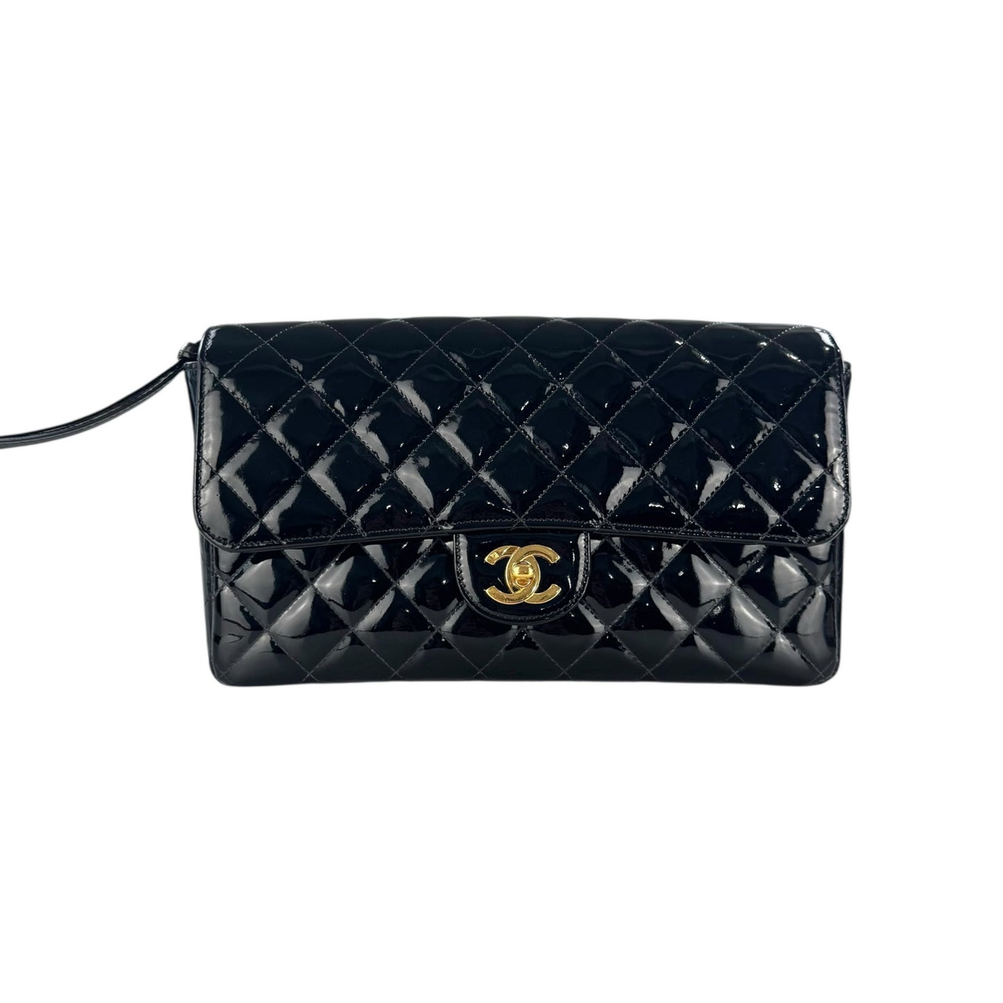 Chanel Vintage Patent Leather Matelasse Chain Backpack