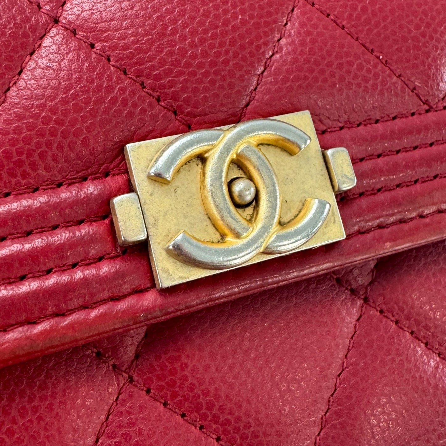Chanel CC Boy Flap Red Matelassé Wallet