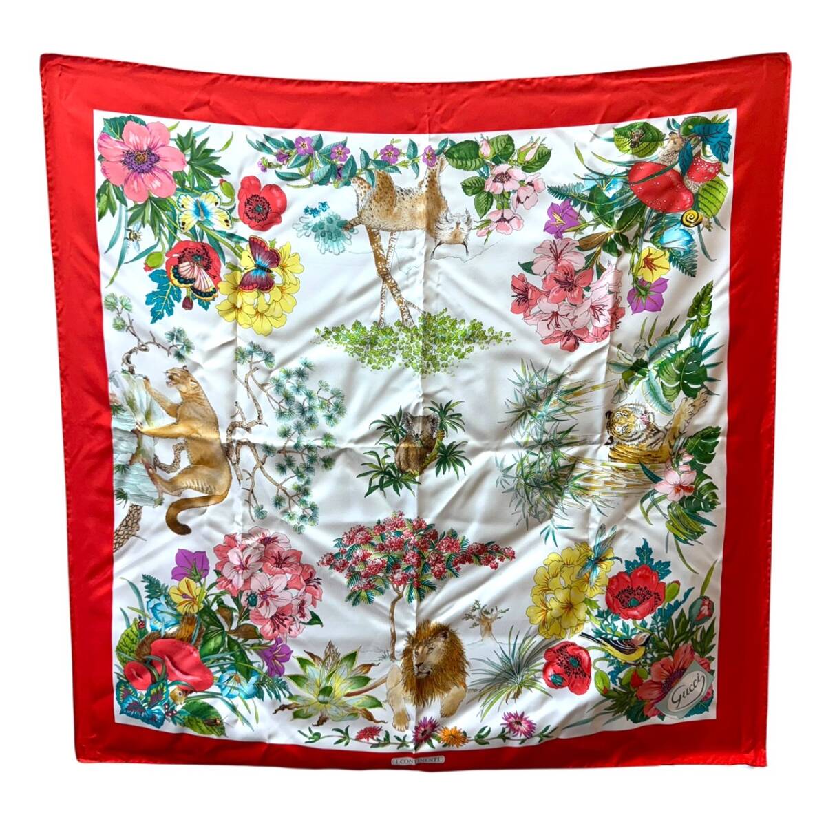 Gucci Red/White Floral Silk Scarf