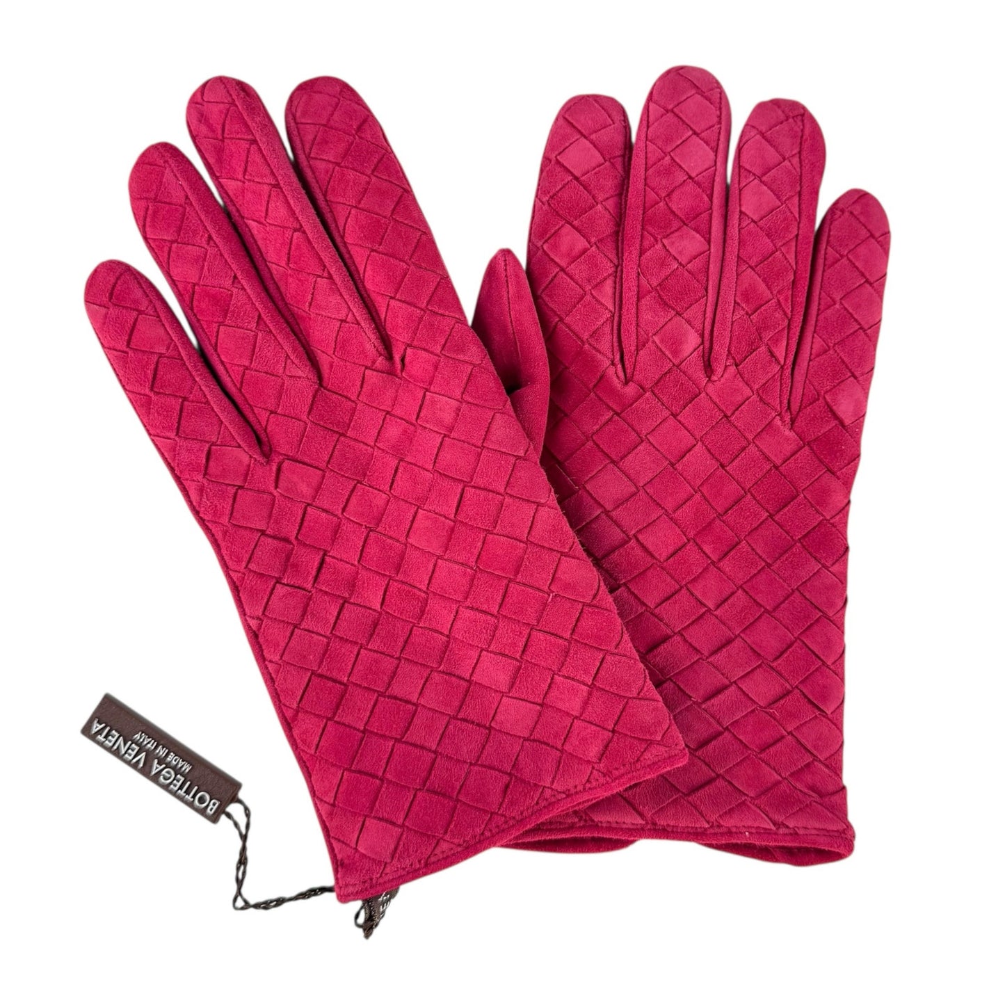 Bottega Veneta Pink Suede Intrecciato Gloves
