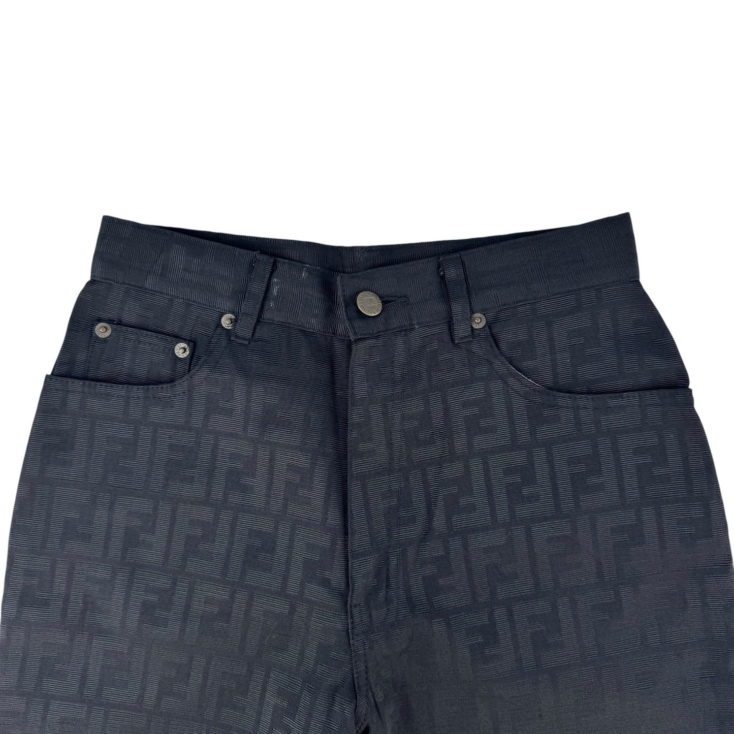 Fendi Vintage Cropped Black Zucca Print Pant
