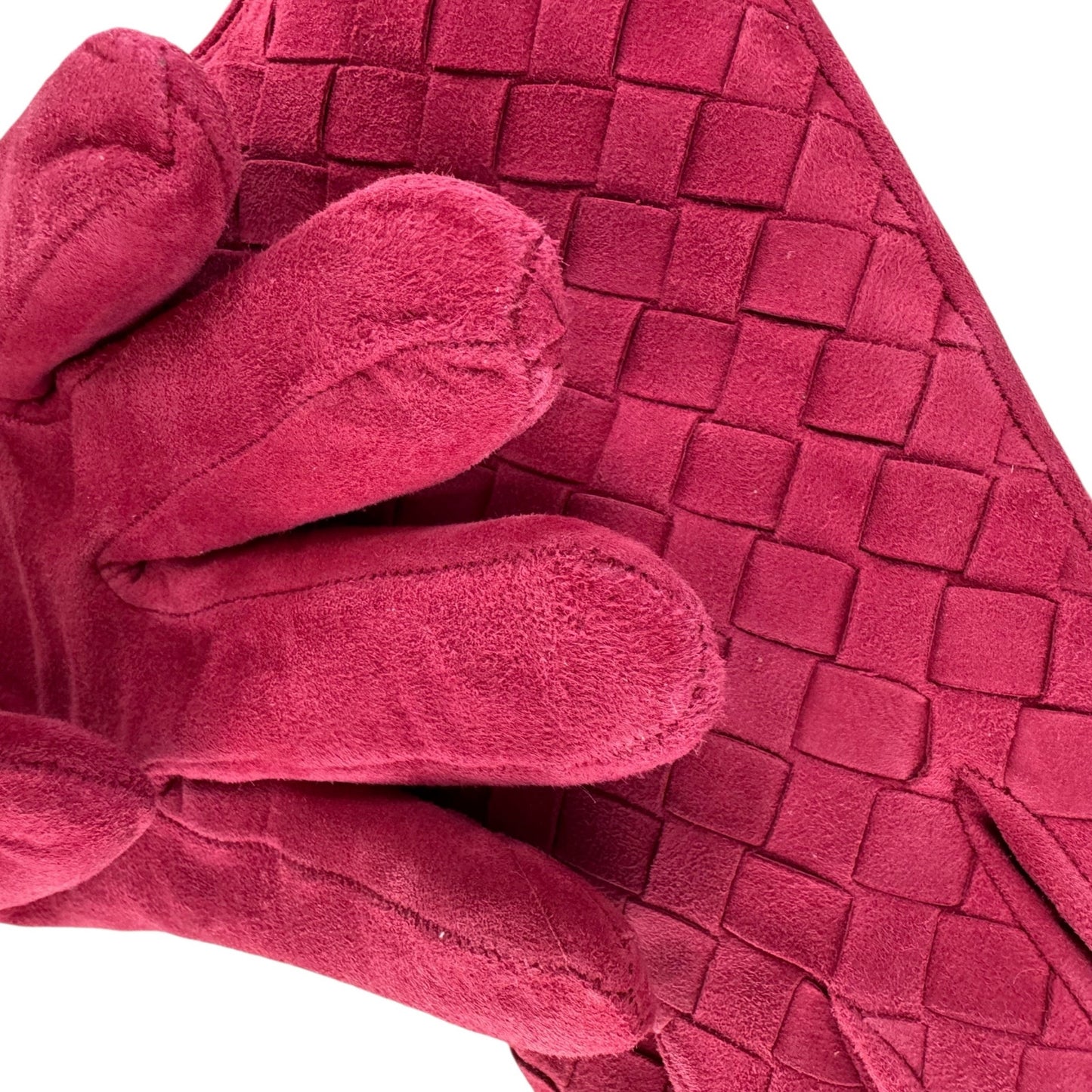 Bottega Veneta Pink Suede Intrecciato Gloves