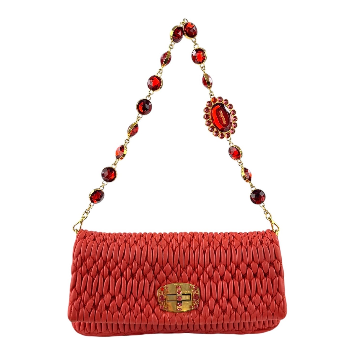Miu Miu Mattelasse Crystal Flap Bag