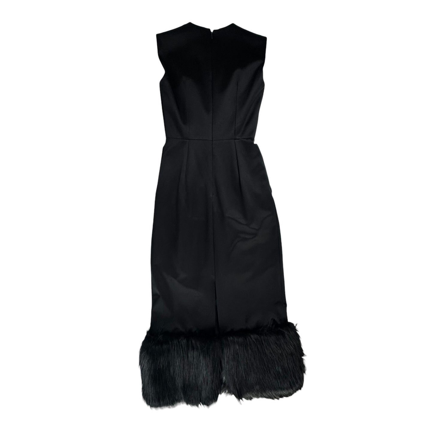 Gucci Silk Duchesse Faux Fur Trim Dress