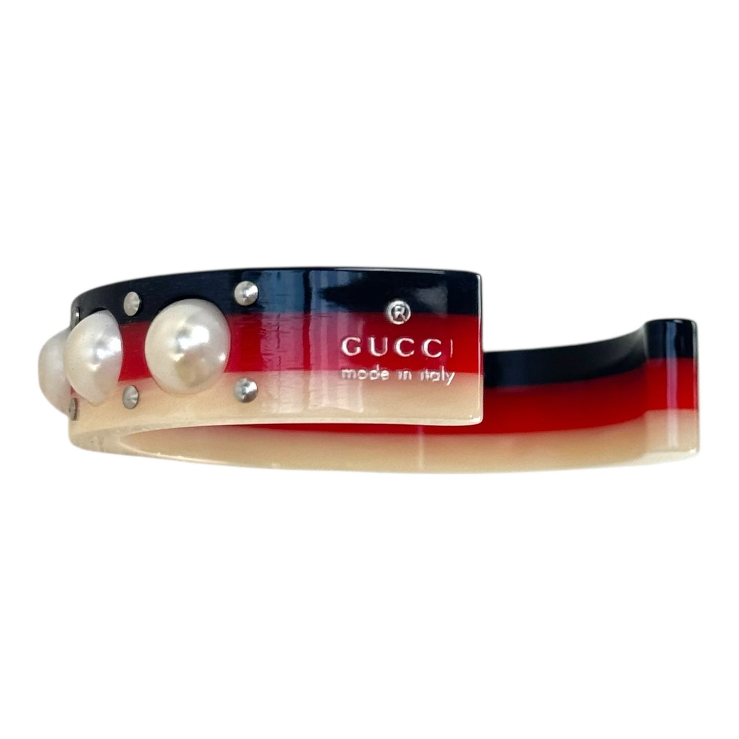 Gucci Bee & Faux Pearl Resin Cuff Bracelet