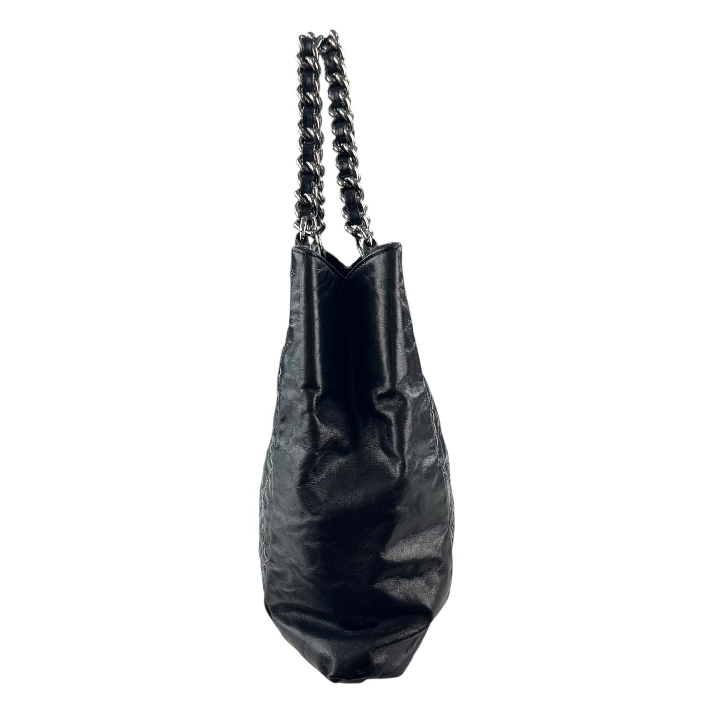 Chanel Glazed Leather Double Stitched Tote Bag