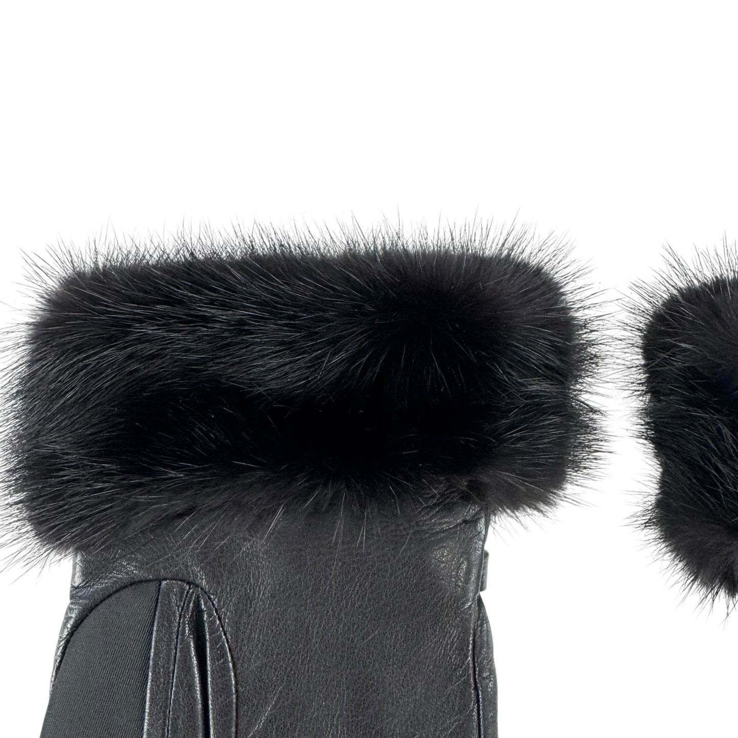 Prada Black Nylon & Mink Fur Gloves