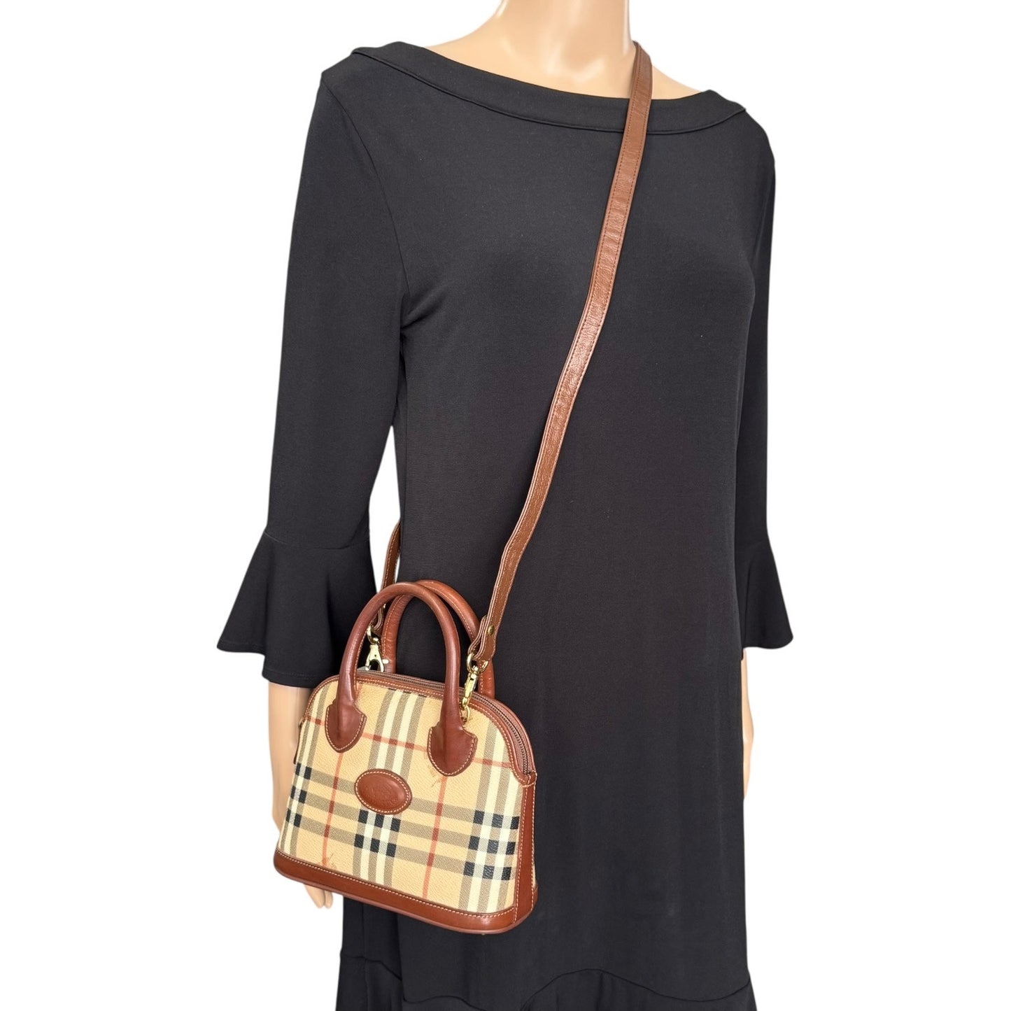 Burberry Nova Check Shadow Mini Dome Handbag