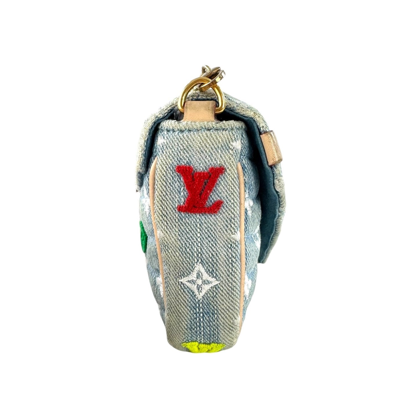Louis Vuitton Embroidered Monogram Denim New Wave Chain Pochette